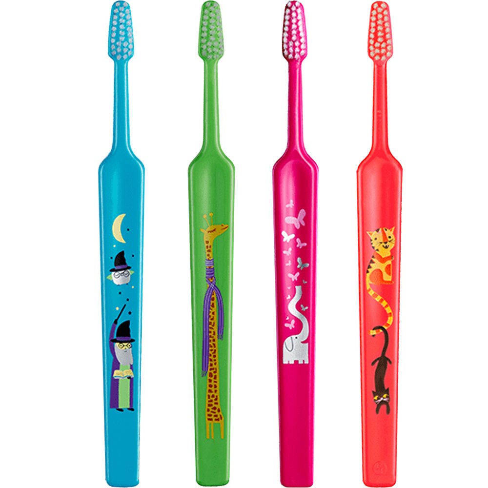 Tepe TePe Kids Extra Soft Toothbrush 0-3 Years Οδοντόβουρτσα με Μικρή Κωνική Κεφαλή & Πολύ Μαλακές Ίνες Κατάλληλη για τα Πρώτα Δόντια 4 Τεμάχια - Multicolor 4