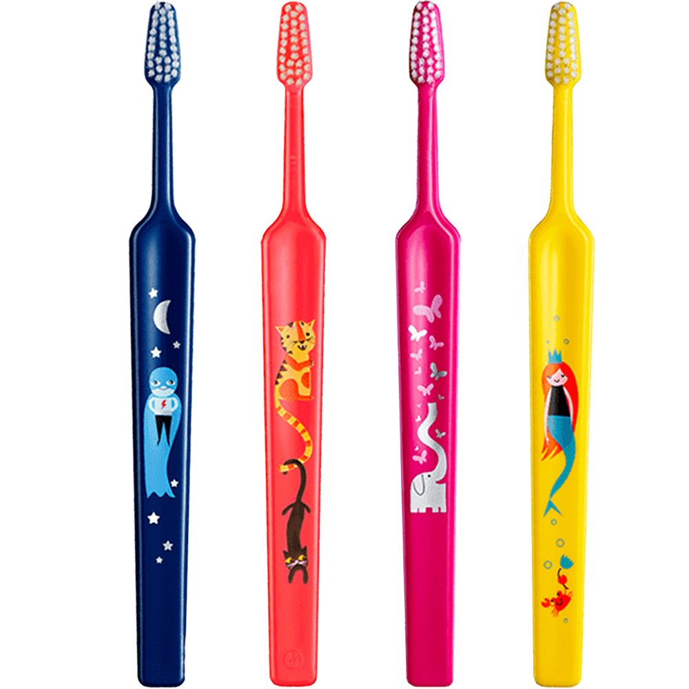 Tepe TePe Kids Extra Soft Toothbrush 0-3 Years Οδοντόβουρτσα με Μικρή Κωνική Κεφαλή & Πολύ Μαλακές Ίνες Κατάλληλη για τα Πρώτα Δόντια 4 Τεμάχια - Multicolor 3