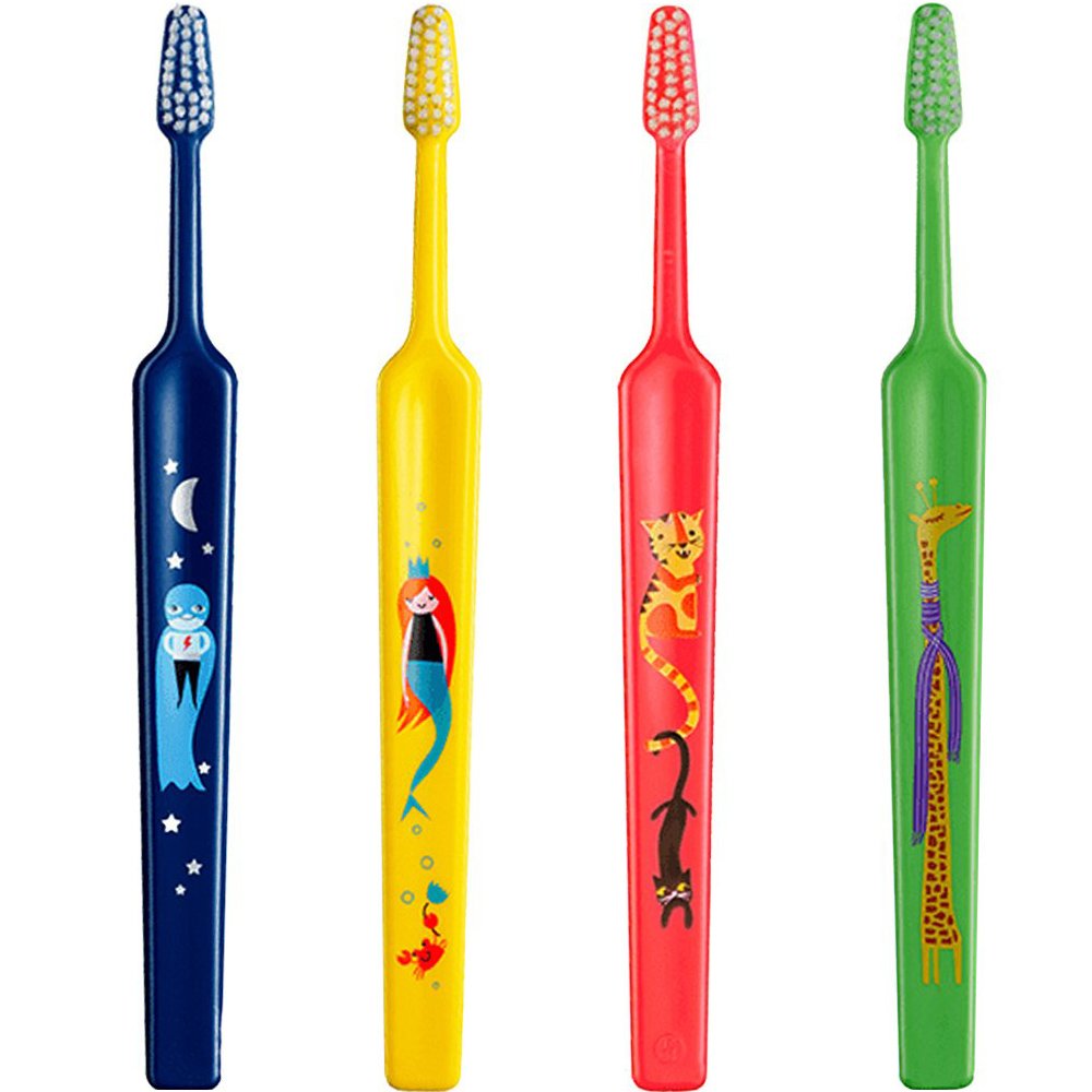 TePe Kids Extra Soft Toothbrush 0-3 Years Οδοντόβουρτσα με Μικρή Κωνική Κεφαλή & Πολύ Μαλακές Ίνες Κατάλληλη για τα Πρώτα Δόντια 4 Τεμάχια – Multicolor 6