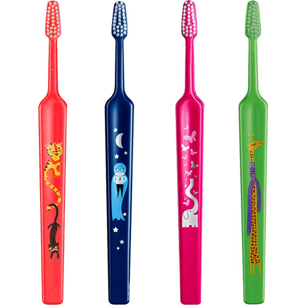 TePe Kids Extra Soft Toothbrush 0-3 Years Οδοντόβουρτσα με Μικρή Κωνική Κεφαλή & Πολύ Μαλακές Ίνες Κατάλληλη για τα Πρώτα Δόντια 4 Τεμάχια – Multicolor 11