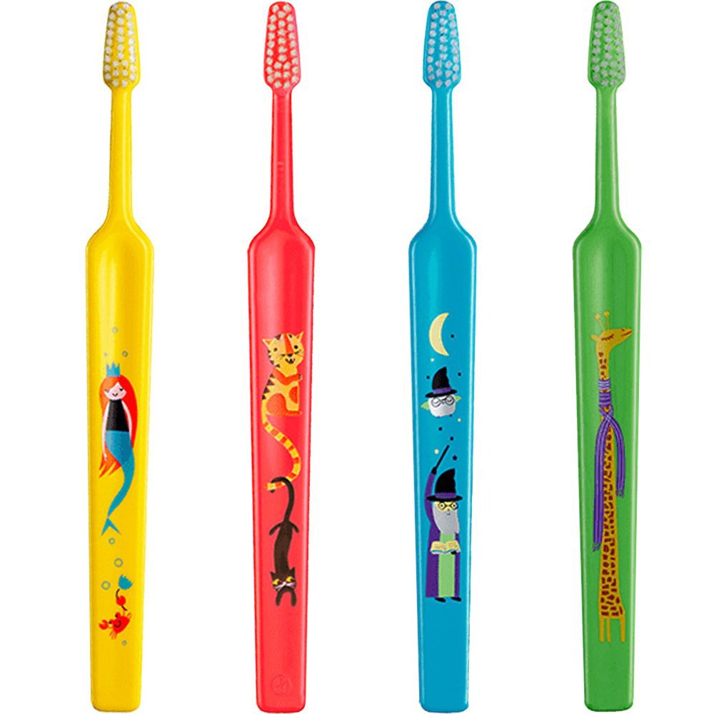 TePe Kids Extra Soft Toothbrush 0-3 Years Οδοντόβουρτσα με Μικρή Κωνική Κεφαλή & Πολύ Μαλακές Ίνες Κατάλληλη για τα Πρώτα Δόντια 4 Τεμάχια – Multicolor 9