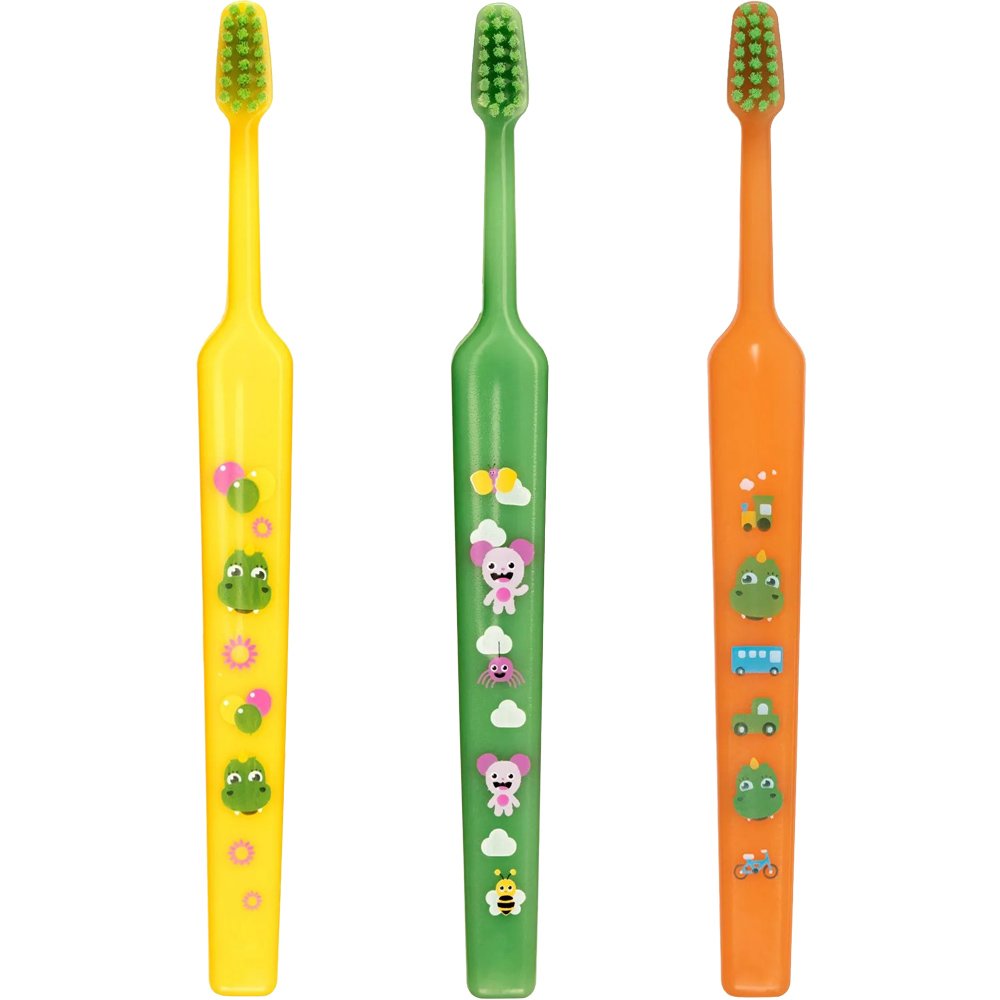 Tepe Good Mini Extra Soft Toothbrush Bolibompa 0-3 Years Οδοντόβουρτσα με Πολύ Μαλακές Ίνες & Πολύ Μικρή Κεφαλή για Βρέφη – Νήπια 3 Τεμάχια – Κίτρινο / Πράσινο / Πορτοκαλί