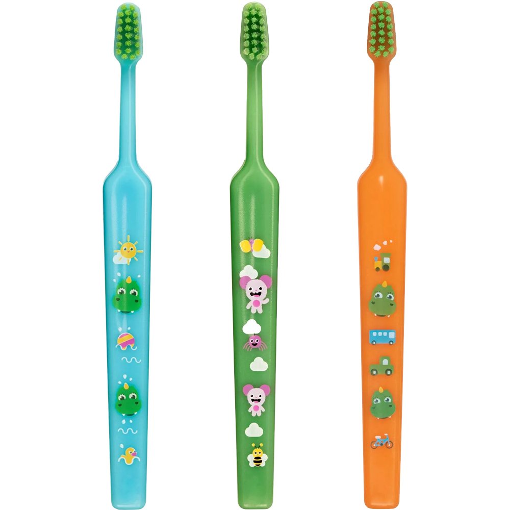 Tepe Good Mini Extra Soft Toothbrush Bolibompa 0-3 Years Οδοντόβουρτσα με Πολύ Μαλακές Ίνες & Πολύ Μικρή Κεφαλή για Βρέφη – Νήπια 3 Τεμάχια – Γαλάζιο / Πράσινο / Πορτοκαλί