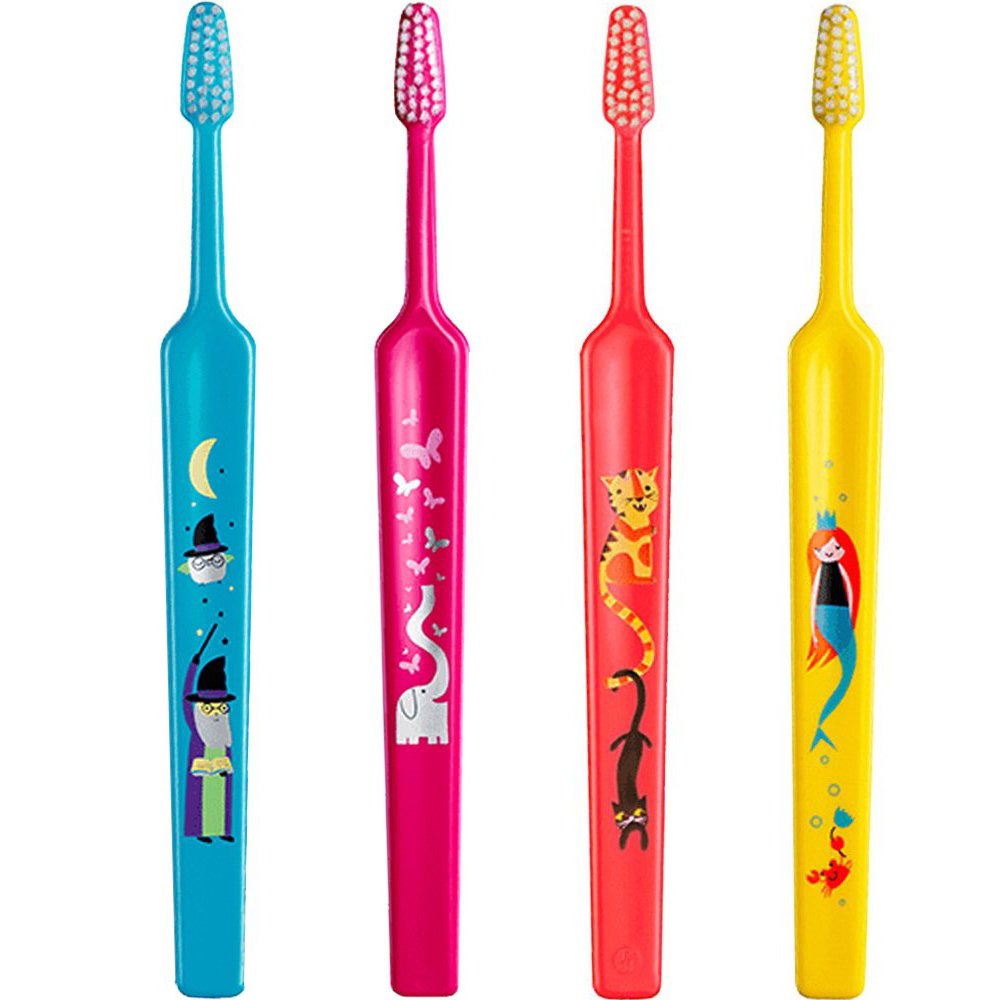 TePe Kids Extra Soft Toothbrush 0-3 Years Οδοντόβουρτσα με Μικρή Κωνική Κεφαλή & Πολύ Μαλακές Ίνες Κατάλληλη για τα Πρώτα Δόντια 4 Τεμάχια – Multicolor 13