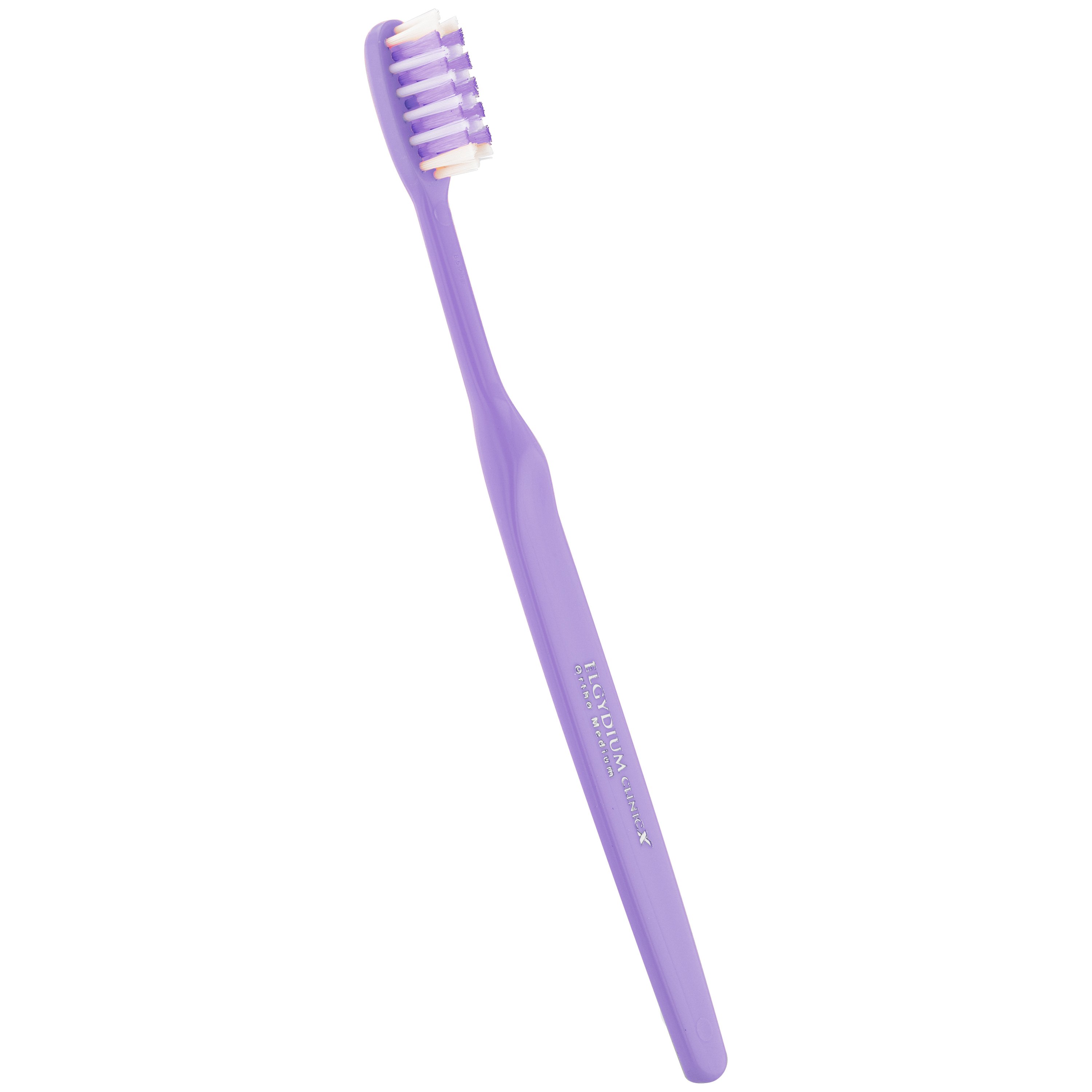 Elgydium Clinic Ortho-X Medium Toothbrush Χειροκίνητη Οδοντόβουρτσα Μέτριας Σκληρότητας Κατάλληλη για Καθαρισμό Ορθοδοντικών Μηχανισμών 1 Τεμάχιο – Μωβ