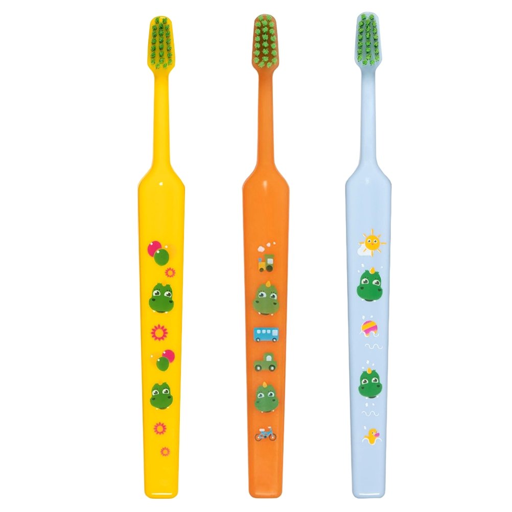 Tepe Good Mini Extra Soft Toothbrush Bolibompa 0-3 Years Οδοντόβουρτσα με Πολύ Μαλακές Ίνες & Πολύ Μικρή Κεφαλή για Βρέφη – Νήπια 3 Τεμάχια – Κίτρινο / Πορτοκαλί / Γαλάζιο