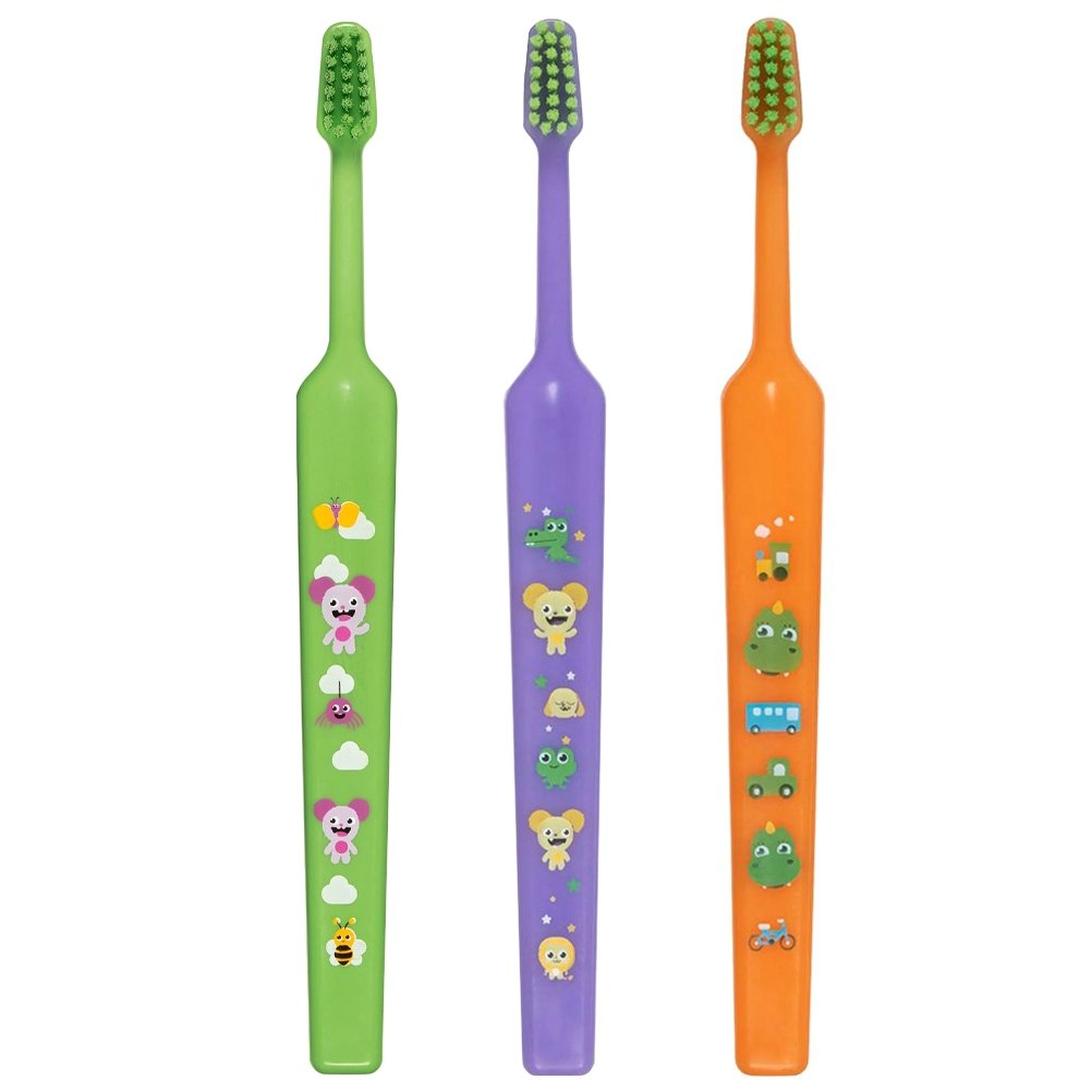 Tepe Good Mini Extra Soft Toothbrush Bolibompa 0-3 Years Οδοντόβουρτσα με Πολύ Μαλακές Ίνες & Πολύ Μικρή Κεφαλή για Βρέφη – Νήπια 3 Τεμάχια – Πράσινο / Μωβ / Πορτοκάλι