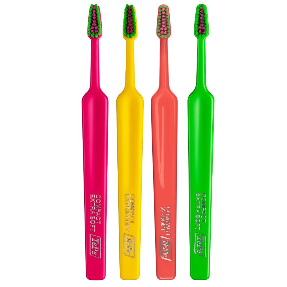 Tepe Colour Compact Extra Soft Toothbrush Οδοντόβουρτσα με Πολύ Μαλακές Ίνες & Μικρό Μέγεθος Κεφαλής 4 Τεμάχια – Multicolor 8