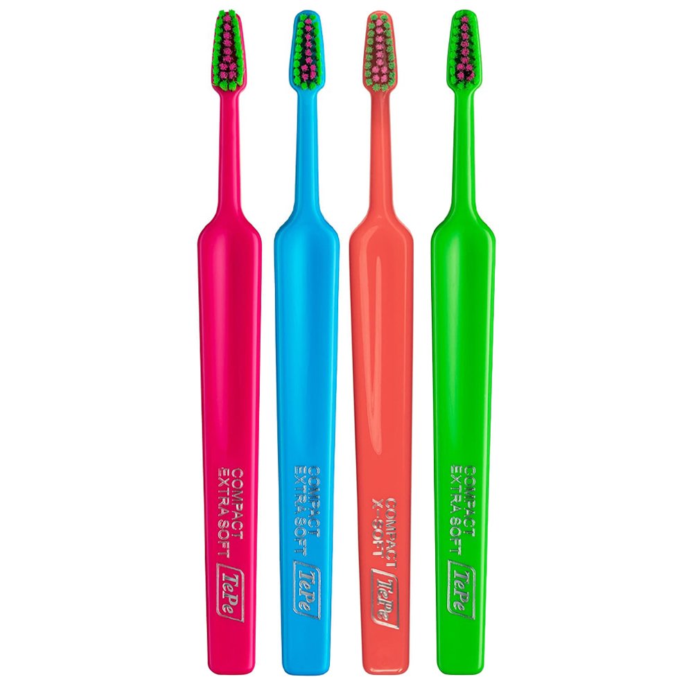 Tepe Colour Compact Extra Soft Toothbrush Οδοντόβουρτσα με Πολύ Μαλακές Ίνες & Μικρό Μέγεθος Κεφαλής 4 Τεμάχια – Multicolor 7