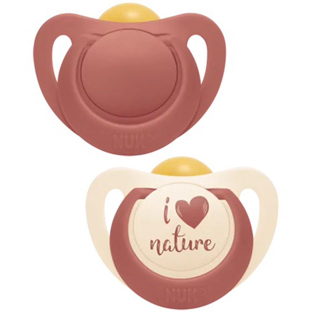 Nuk Nuk For Nature Latex Soother 0-6m Πιπίλα από Φυσικό Καουτσούκ, Κατάλληλη για τη Γνάθο 2 Τεμάχια - Κόκκινο