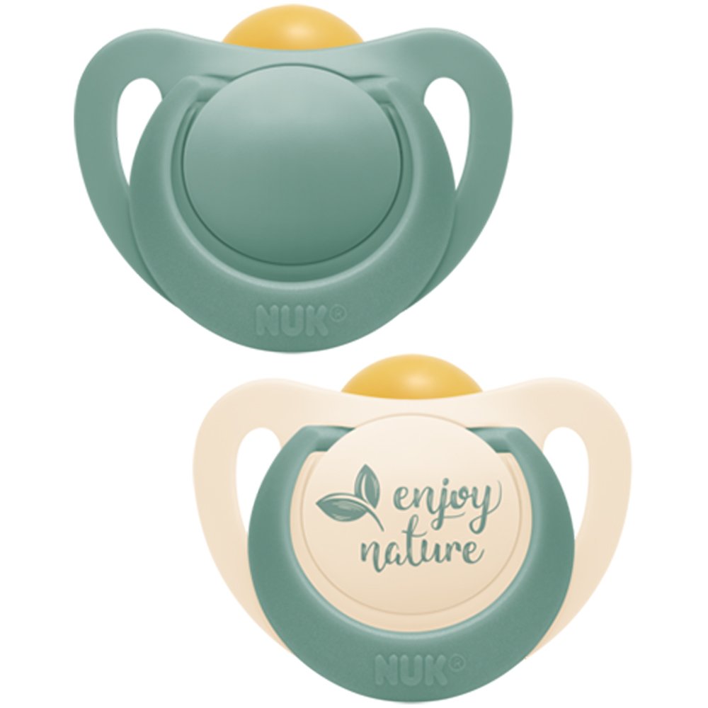 Nuk Nuk For Nature Latex Soother 0-6m Πιπίλα από Φυσικό Καουτσούκ, Κατάλληλη για τη Γνάθο 2 Τεμάχια - Πράσινο 