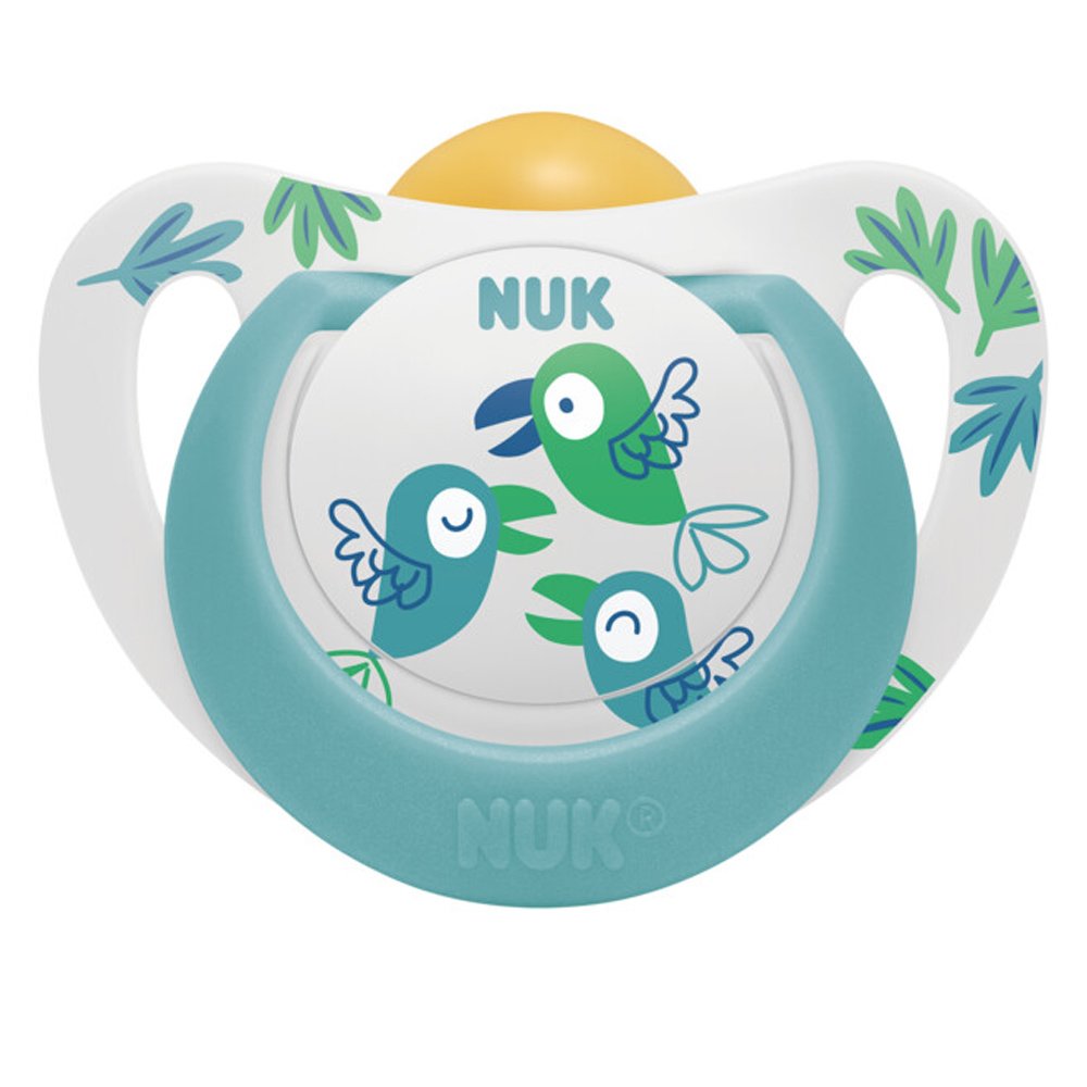 Nuk Nuk Star Latex Soother 18-36m Ορθοδοντική Πιπίλα Καουτσούκ με Θήκη Μεταφοράς 1 Τεμάχιο - Πράσινο