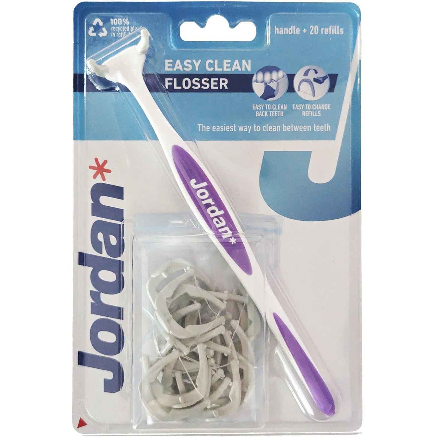 Jordan Easy Clean Flosser 1 Τεμάχιο & Refills 20 Τεμάχια Κωδ 310054 – Μωβ