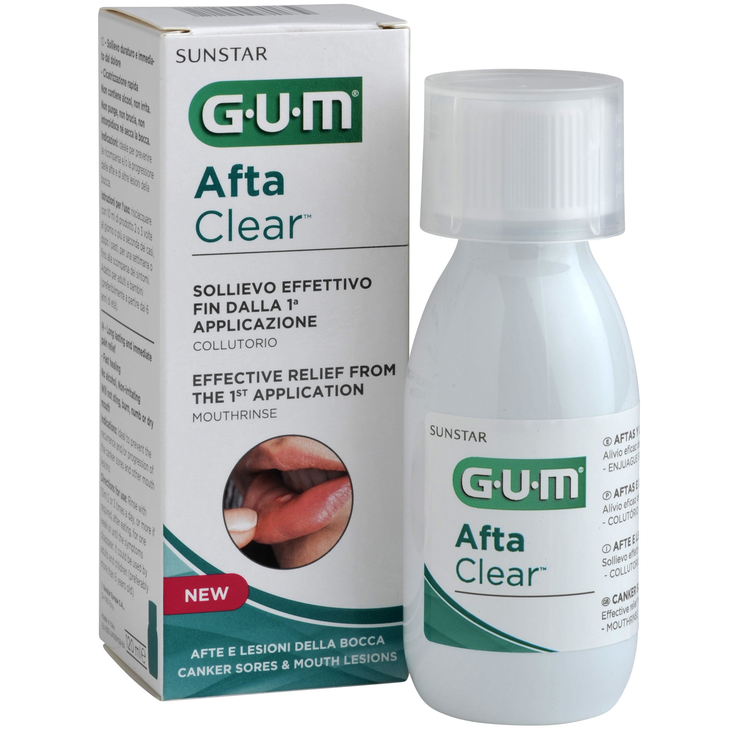 Gum Gum Afta Clear Mouthrinse Στοματικό Διάλυμα για Άμεση Ανακούφιση Πόνου και Γρήγορης Επούλωσης 120ml