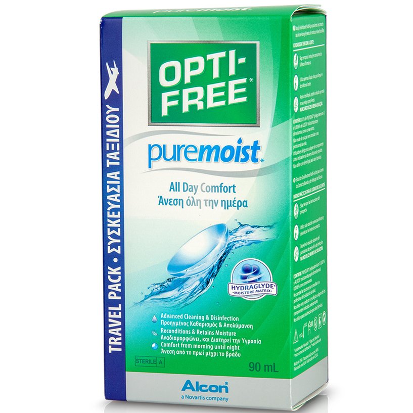 Alcon Alcon Opti-Free Pure Moist Υγρό Φακών Επαφής για Άνεση Όλη Μέρα Travel Pack 90ml