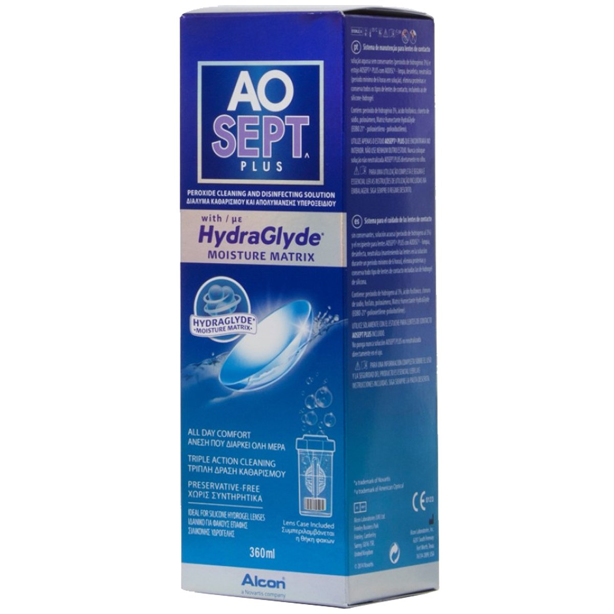 Alcon Alcon Ao Sept Plus with HydraGlyde Moisture Matrix Διάλυμα Καθαρισμού Φακών Επαφής 360ml