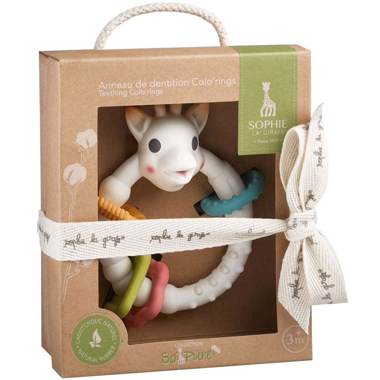 Sophie La Girafe Sophie La Girafe Teething Colo' Rings Κωδ 220120 Πολύχρωμος Δακτύλιος Οδοντοφυΐας από Καουτσούκ με Διαφορετικές Υφές 3m+, 1 Τεμάχιο