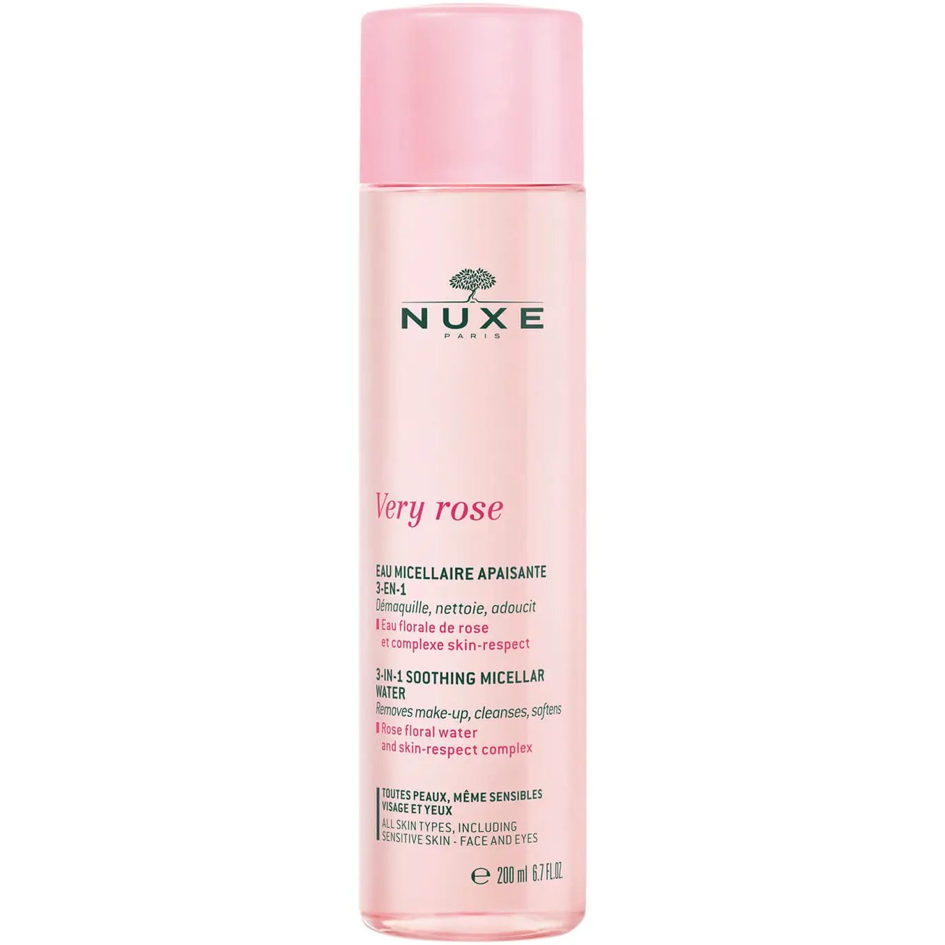 Nuxe Nuxe Very Rose 3in1 Soothing Micellar Water Μικυλλιακό Νερό Καθαρισμού & Ντεμακιγιάζ Προσώπου - Ματιών με Ροδόνερο, Κατάλληλο για Όλους τους Τύπους Επιδερμίδας 200ml