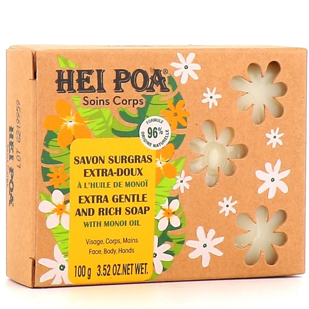 Hei Poa Hei Poa Extra Gentle & Rich Soap with Monoi Oil Εξαιρετικά Απαλό Φυτικό Σαπούνι με Λάδι Monoi Ιδανικό για Όλο το Σώμα 100gr