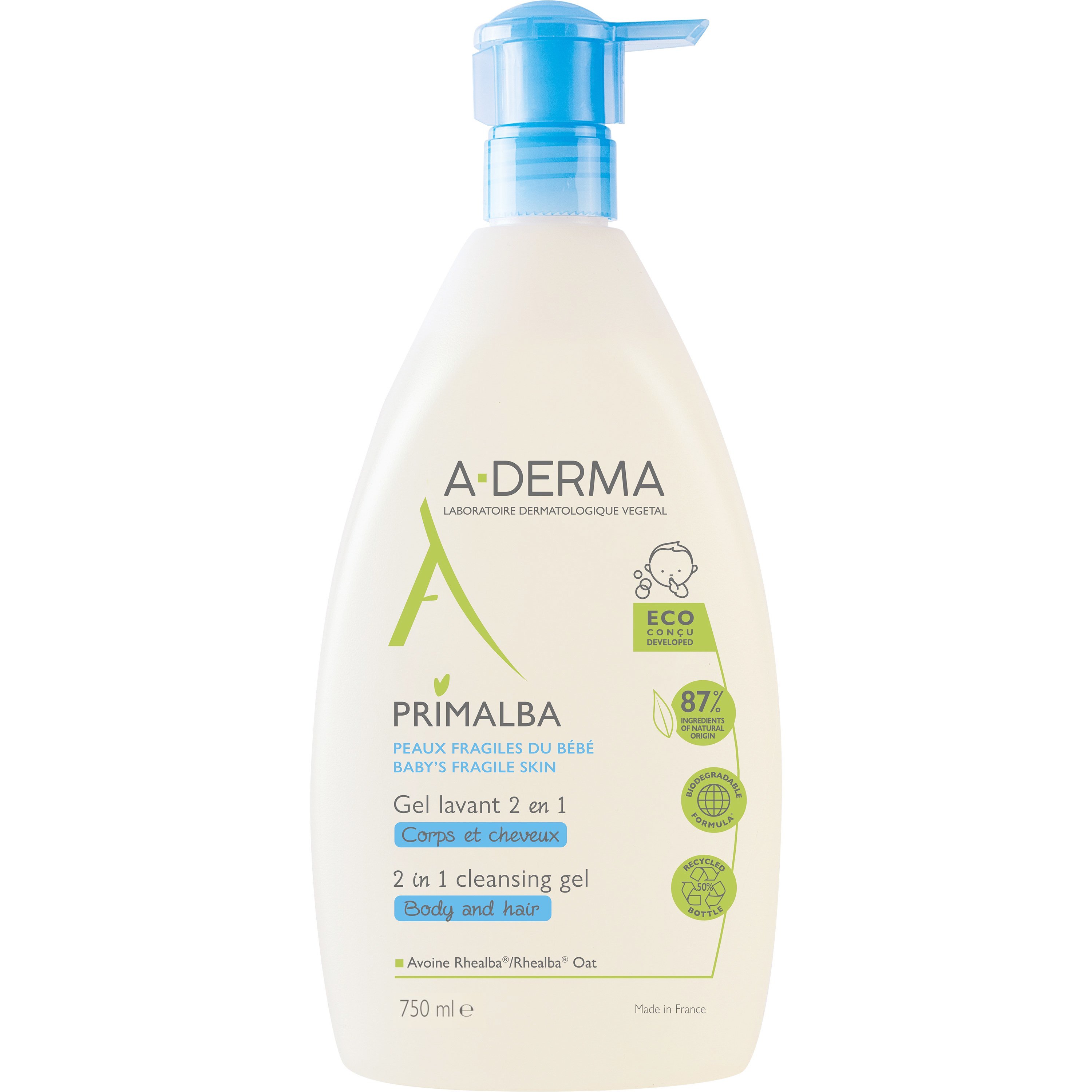 A-Derma A-Derma Primalba Cleansing Gel 2 in 1 Body & Hair Βρεφικό Απαλό Καθαριστικό Gel 2 σε 1 για Σώμα & Μαλλιά 750ml