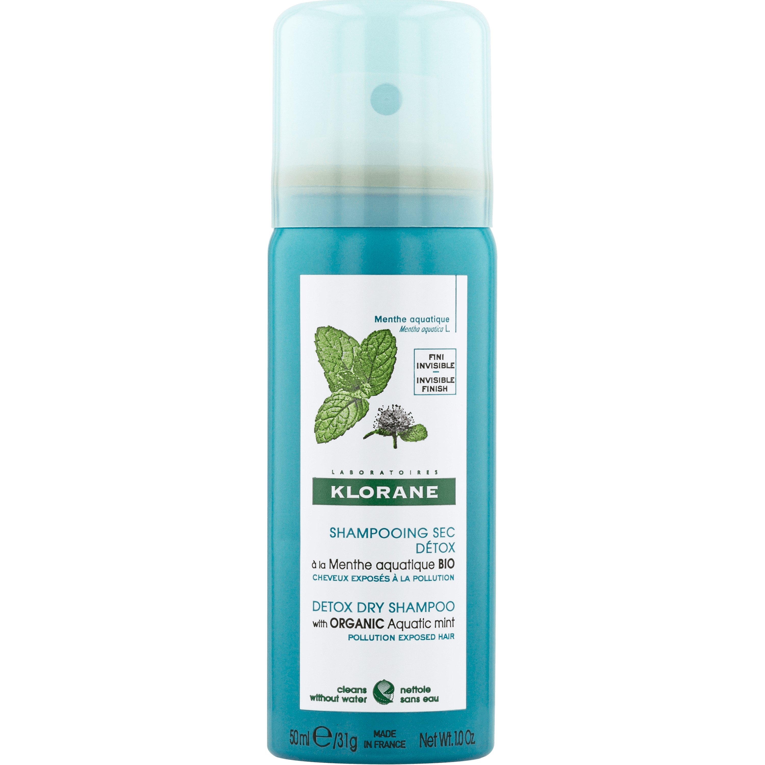 Klorane Klorane Aquatic Mint Detox Dry Shampoo Ξηρό Σαμπουάν Αποτοξίνωσης με Βιολογική Υδάτινη Μέντα για Κάθε Τύπο Μαλλιών Travel Size 50ml