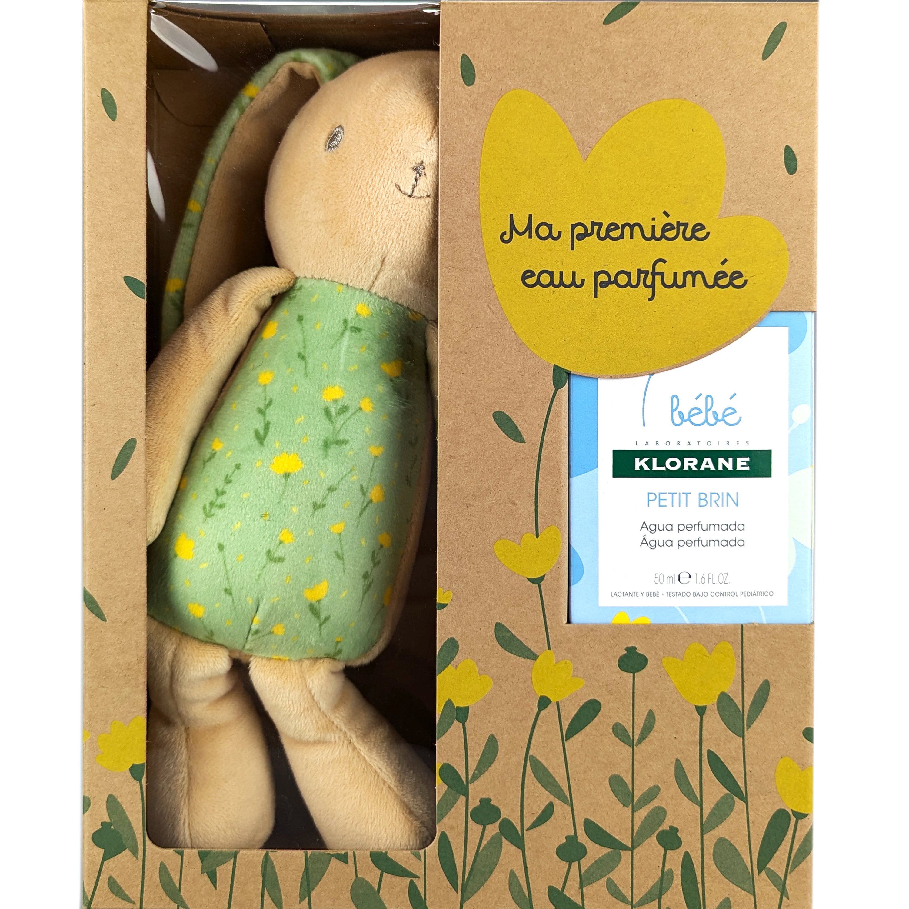 Klorane Klorane Promo Bebe Petit Brin Scented Water for Baby 50ml & Δώρο Green Rabbit Soft Toy Αρωματισμένο Νερό Χωρίς Αλκοόλ για Βρέφη με Φρουτώδες Άρωμα για Στιγμές Χαλάρωσης & Λούτρινο Απαλό Κουνελάκι Αγκαλιάς 1 Τεμάχιο