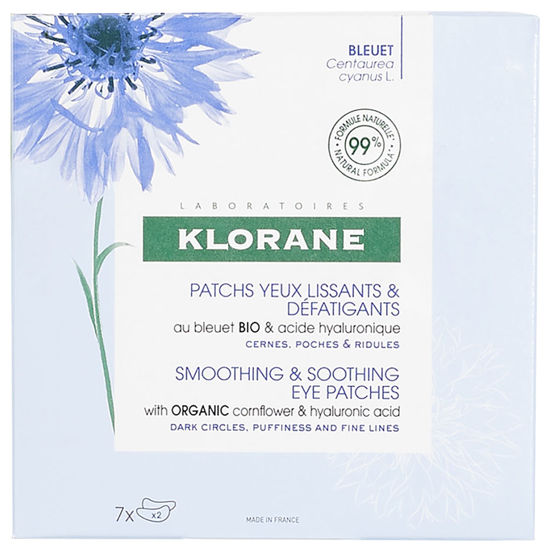 Klorane Smoothing & Soothing Eye Patches Επιθέματα Ματιών για Μαύρους Κύκλους & Σακούλες με Βιολογική Κυανή Κενταύρια 14 Τεμάχια φωτογραφία