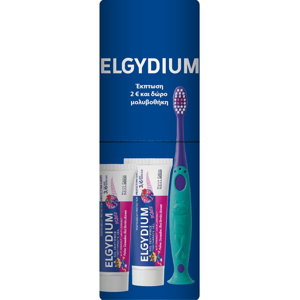 Pierre Fabre Oral Care Elgydium Promo Kids Soft Toothbrush 2-6 Years 1 Τεμάχιο Ροζ / Φούξια & Toothpaste Red Berries 100ml (2x50ml)