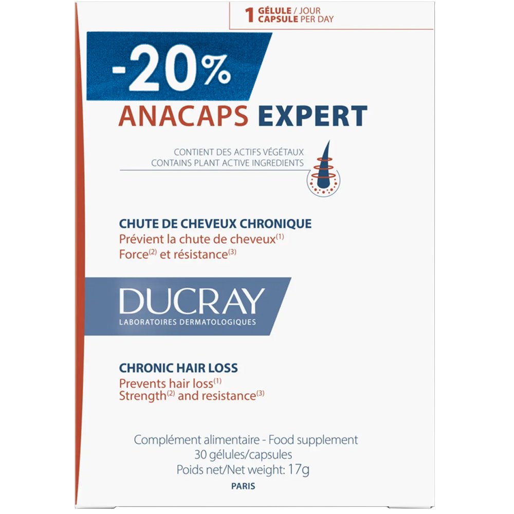 Ducray Ducray Anacaps Expert Chronic Hair Loss Συμπλήρωμα Διατροφής Πολυβιταμινών, Μετάλλων & Ιχνοστοιχείων με Εκχυλίσματα Βοτάνων που Συμβάλει στη Διατήρηση των Μαλλιών Κατά της Χρόνιας Τριχόπτωσης 30caps