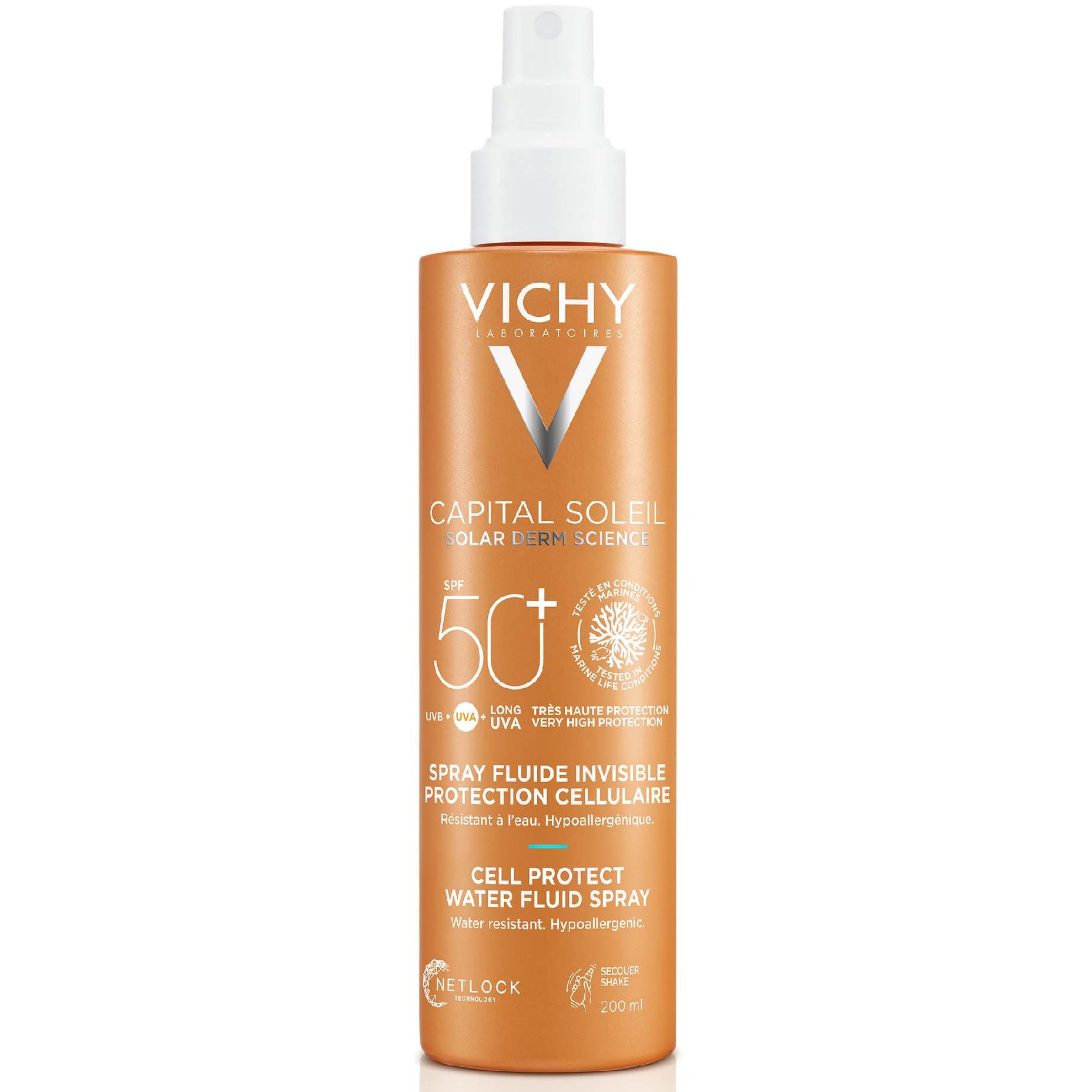 Vichy Vichy Capital Soleil Cell Protect Water Fluid Spray Spf50+ Αντηλιακό Γαλάκτωμα Προσώπου Σώματος Πολύ Υψηλής Προστασίας 200ml