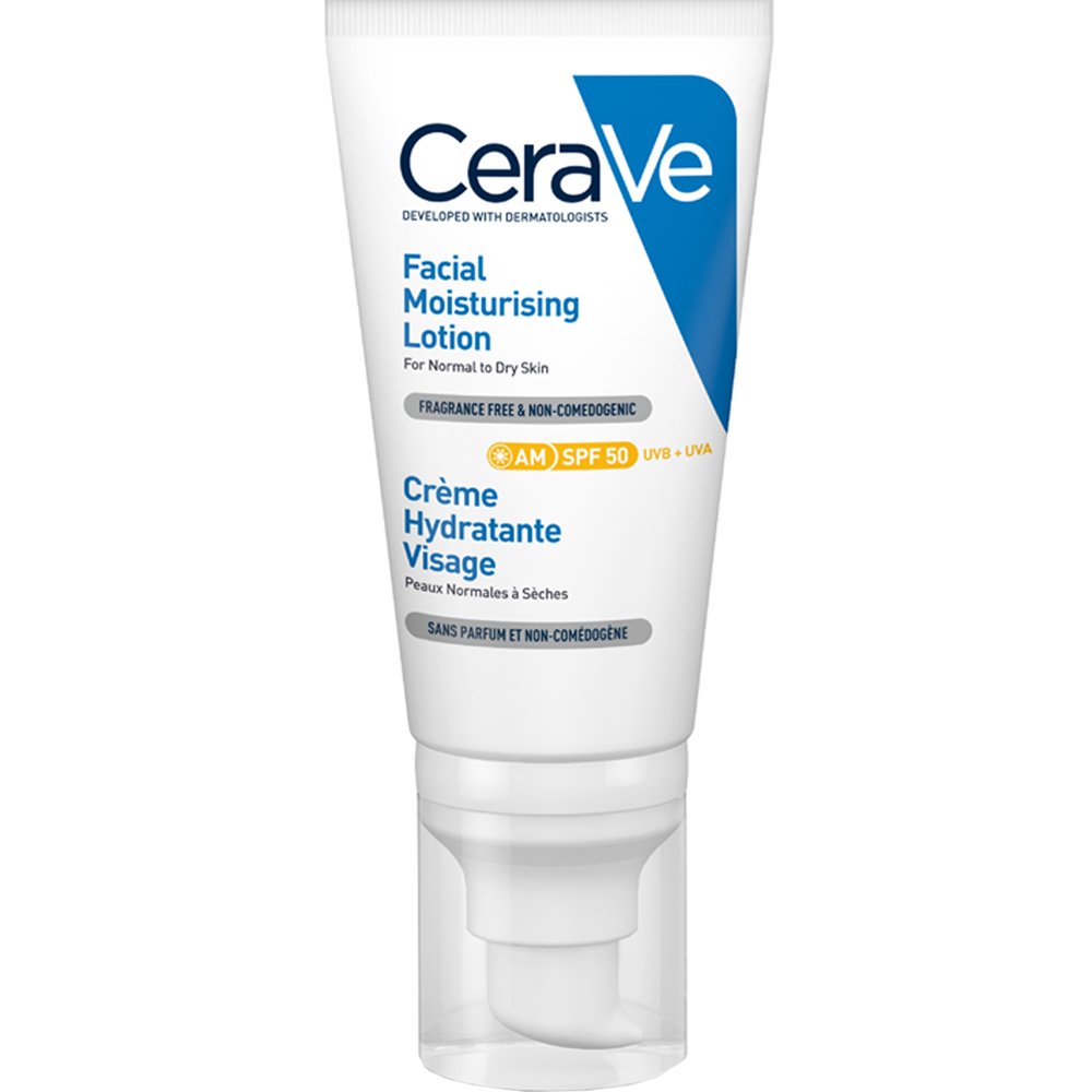 Cerave AM Facial Moisturising Lotion Spf50Ενυδατική Κρέμα Προσώπου Υψηλής Προστασίας για Κανονικό προς Ξηρό Δέρμα 52ml