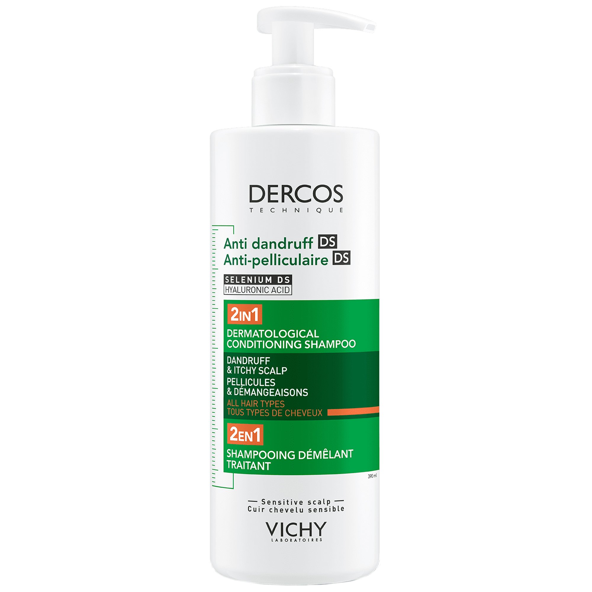 Vichy Vichy Dercos Anti-Dandruff DS 2in1 Conditioning Shampoo Αντιπιτυριδικό Σαμπουάν & Μαλακτική Κρέμα Κατά της Ξηροδερμίας & του Κνησμού με Αντλία - 390ml