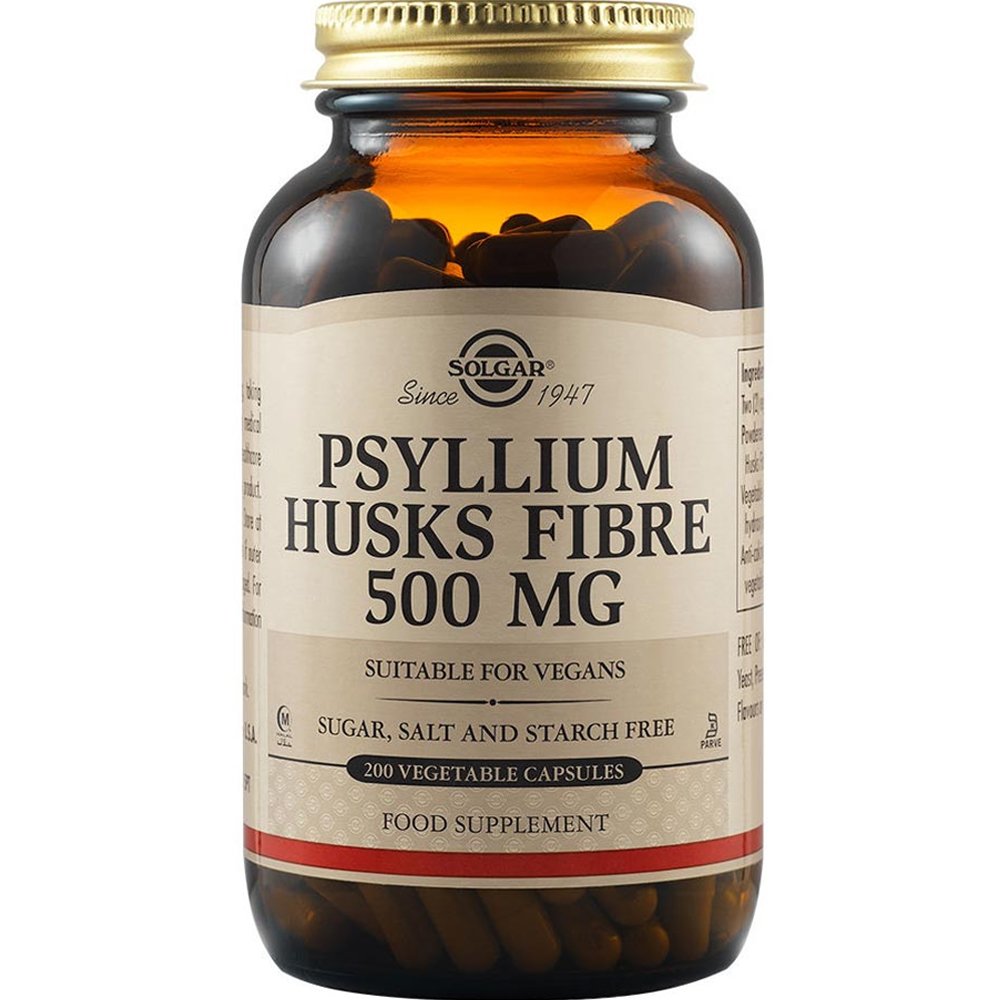 Solgar Solgar Psyllium Husks Fibre 500mg Συμπλήρωμα Διατροφής με Φυτικές Ίνες Φλοιού Ψυλλίου για τον Καθαρισμό του Εντέρου Κατά της Δυσκοιλιότητας 200veg.caps