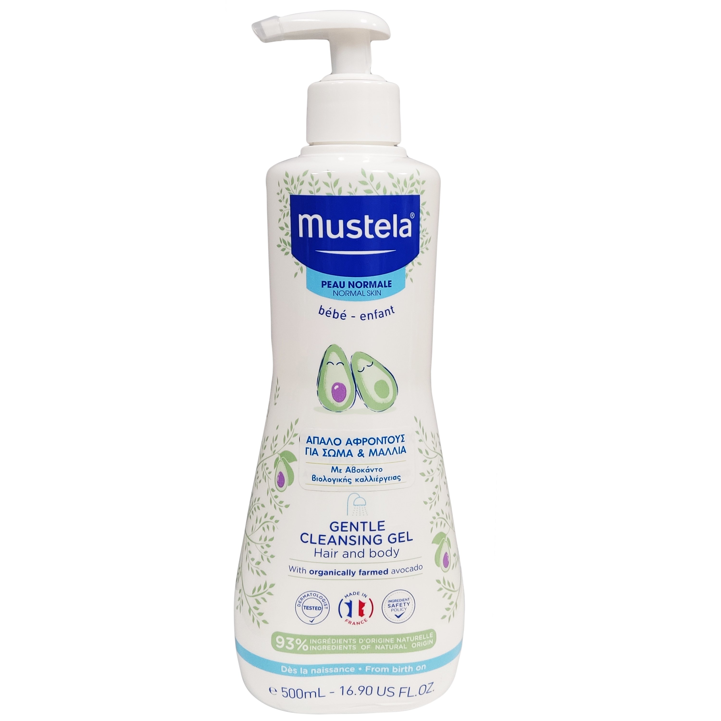 Power Health Mustela Gentle Cleansing Gel for Hair & Body Βρεφικό Παιδικό Gel Καθαρισμού για Σώμα και Μαλλιά με Αβοκάντο Βιολογικής Καλλιέργειας 500ml