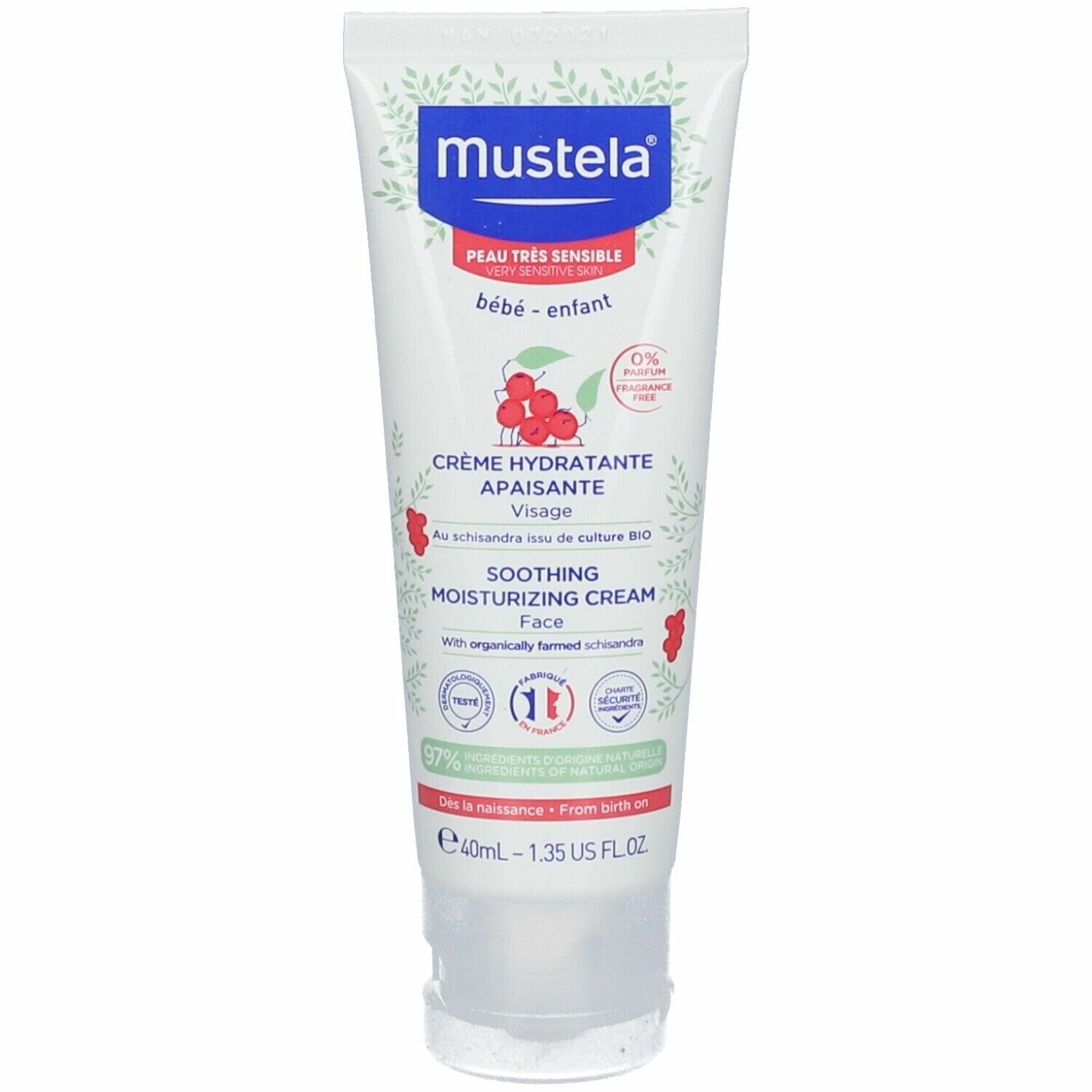 Mustela Soothing Moisturizing Face Cream Βρεφική Καταπραϋντική Ενυδατική Κρέμα Προσώπου για Πολύ Ευαίσθητες Επιδερμίδες 40ml φωτογραφία