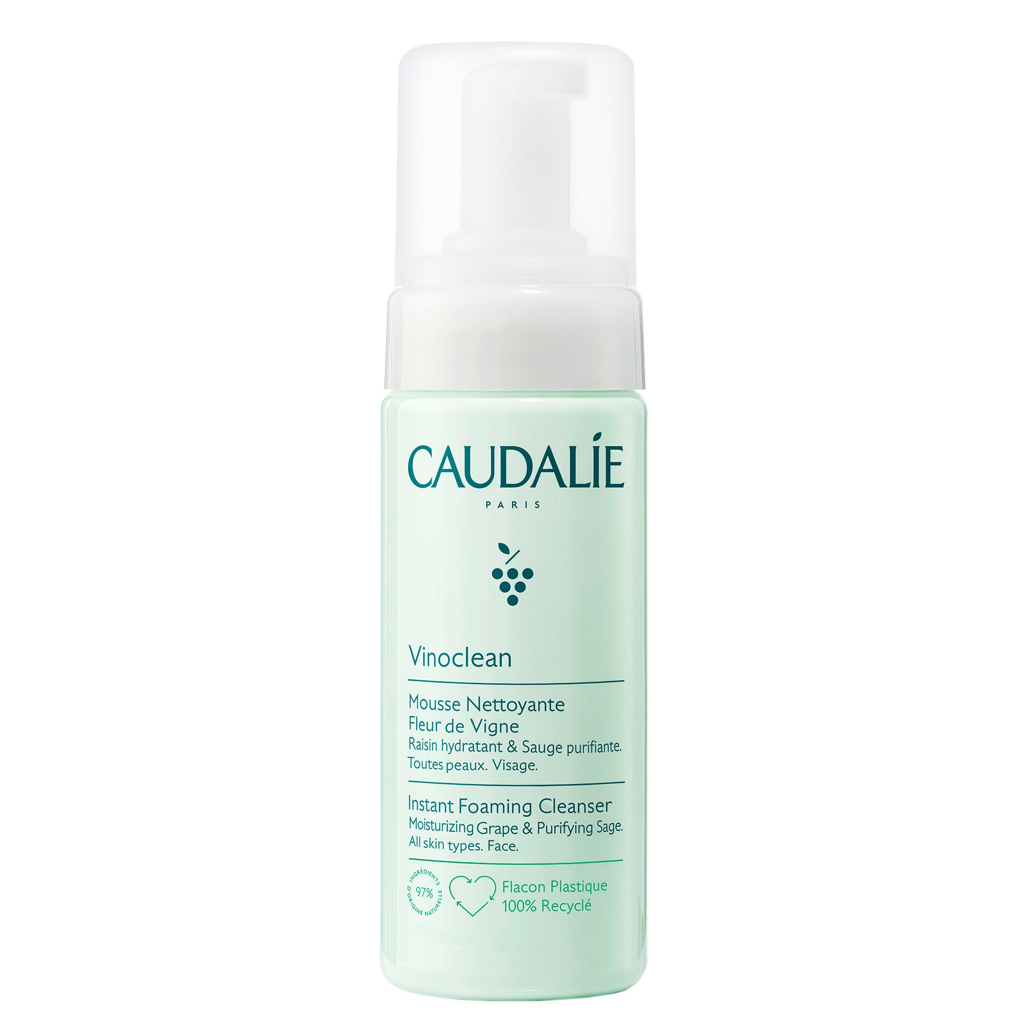 Caudalie Caudalie Vinoclean Instant Foaming Cleanser Εξυγιαντικός Αφρός Καθαρισμού Προσώπου για Όλους τους Τύπους Επιδερμίδας Travel Size 50ml