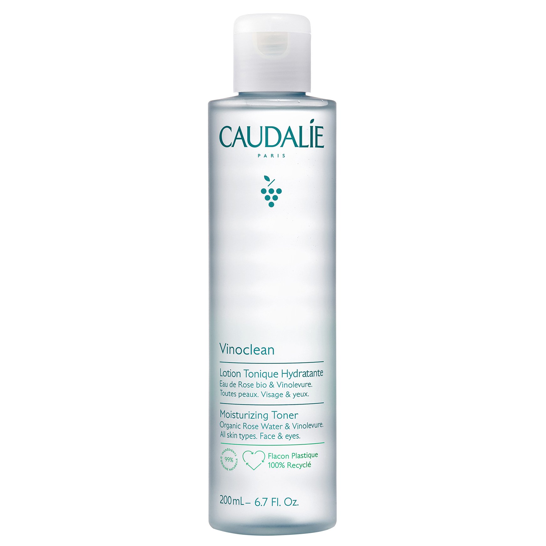 Caudalie Caudalie Vinoclean Moisturizing Toner Ενυδατική Lotion Καθαρισμού για Πρόσωπο & Μάτια με Βιολογικό Ροδόνερο 200ml