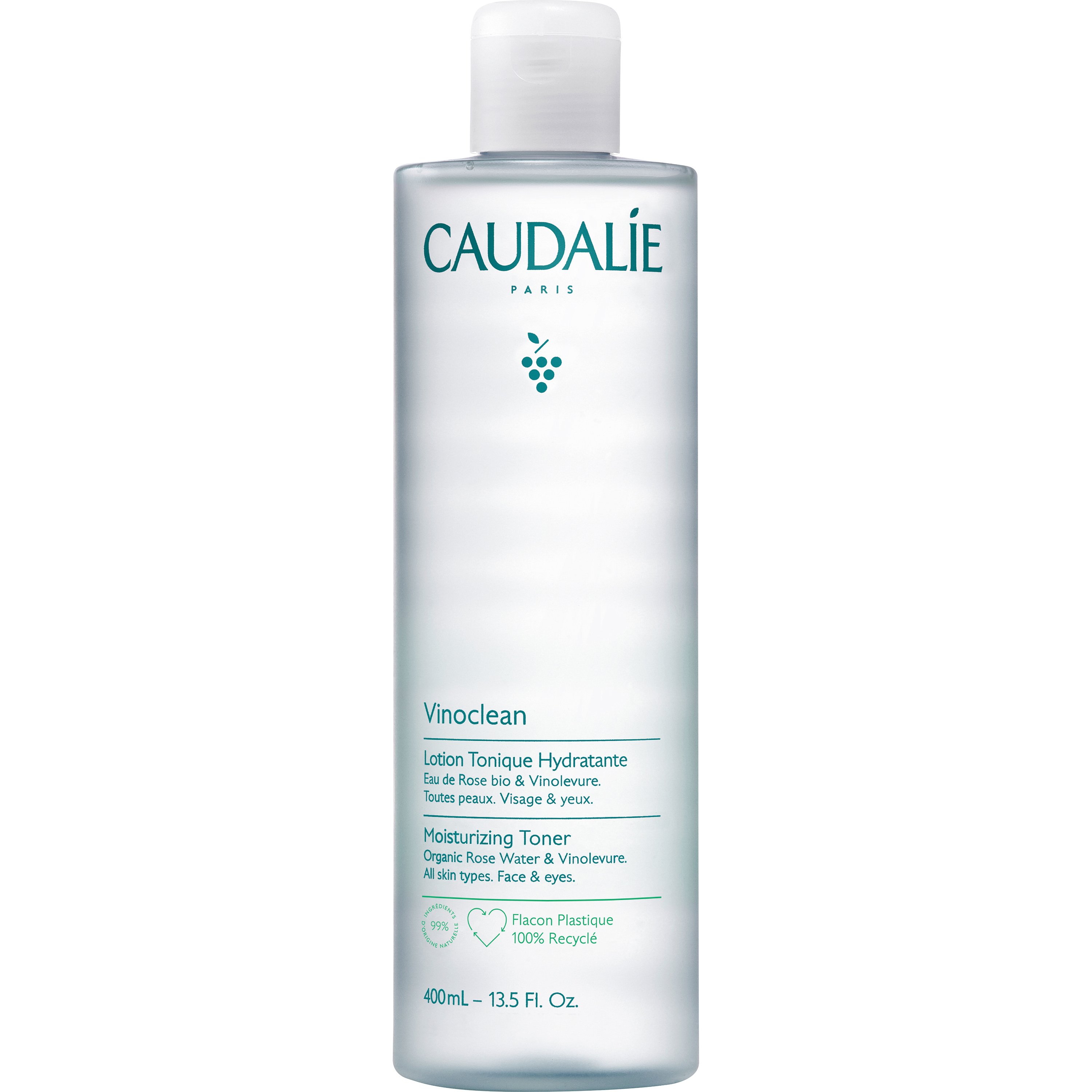 Caudalie Caudalie Vinoclean Moisturizing Toner Ενυδατική Lotion Καθαρισμού για Πρόσωπο & Μάτια με Βιολογικό Ροδόνερο 400ml