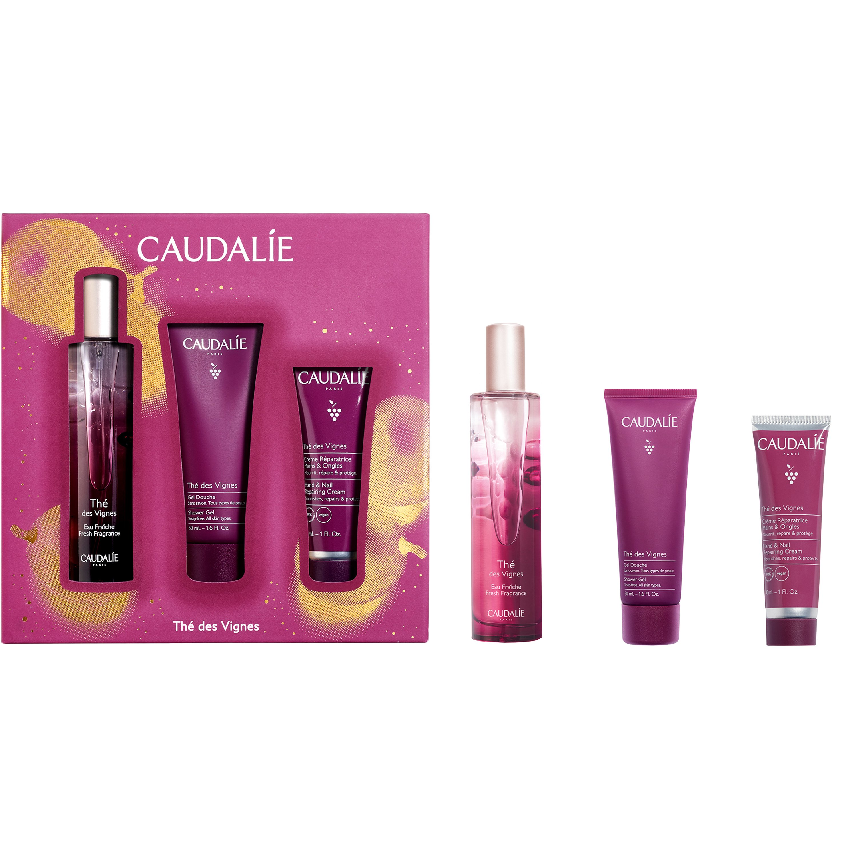 Caudalie Caudalie Pomo The des Vignes Fresh Fragrance 50ml & Δώρο Shower Gel 50ml & Δώρο Hand & Nail Repairing Cream 30ml