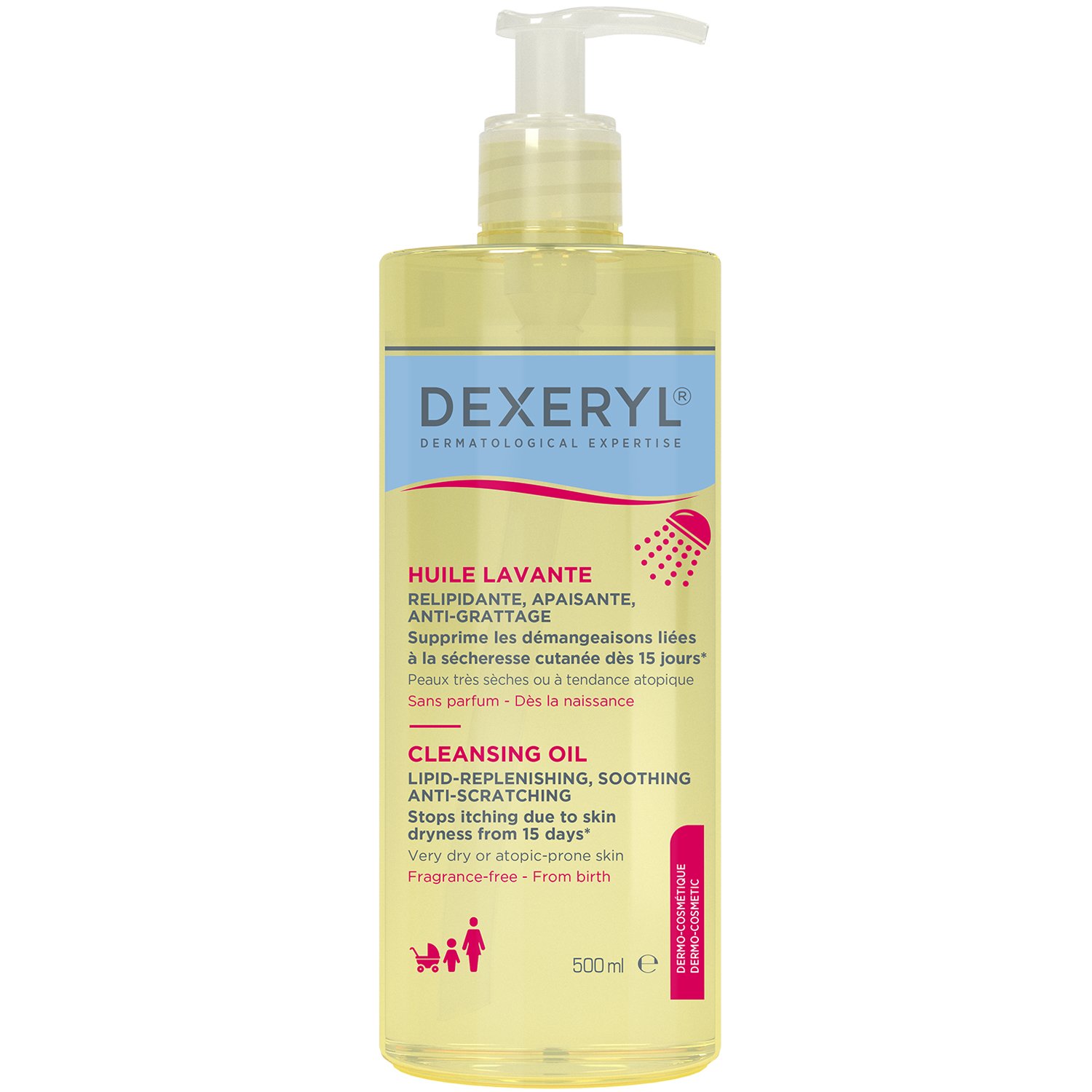 Dexeryl Dexeryl Cleansing Oil for Face & Body Καταπραϋντικό Έλαιο Καθαρισμού Προσώπου - Σώματος για Όλη την Οικογένεια, Κατάλληλο για Πολύ Ξηρό ή με Τάση Ατοπίας Δέρμα 500ml