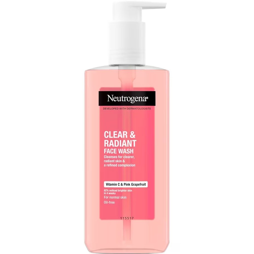 Neutrogena Neutrogena Clear & Radiant Face Wash Gel Vitamin C & Pink Grapefruit Αναζωογονητικό Καθαριστικό Προσώπου Καθημερινής Χρήσης για Κανονικό Δέρμα με Βιταμίνη C & Ροζ Γκρέιπφρουτ 200ml