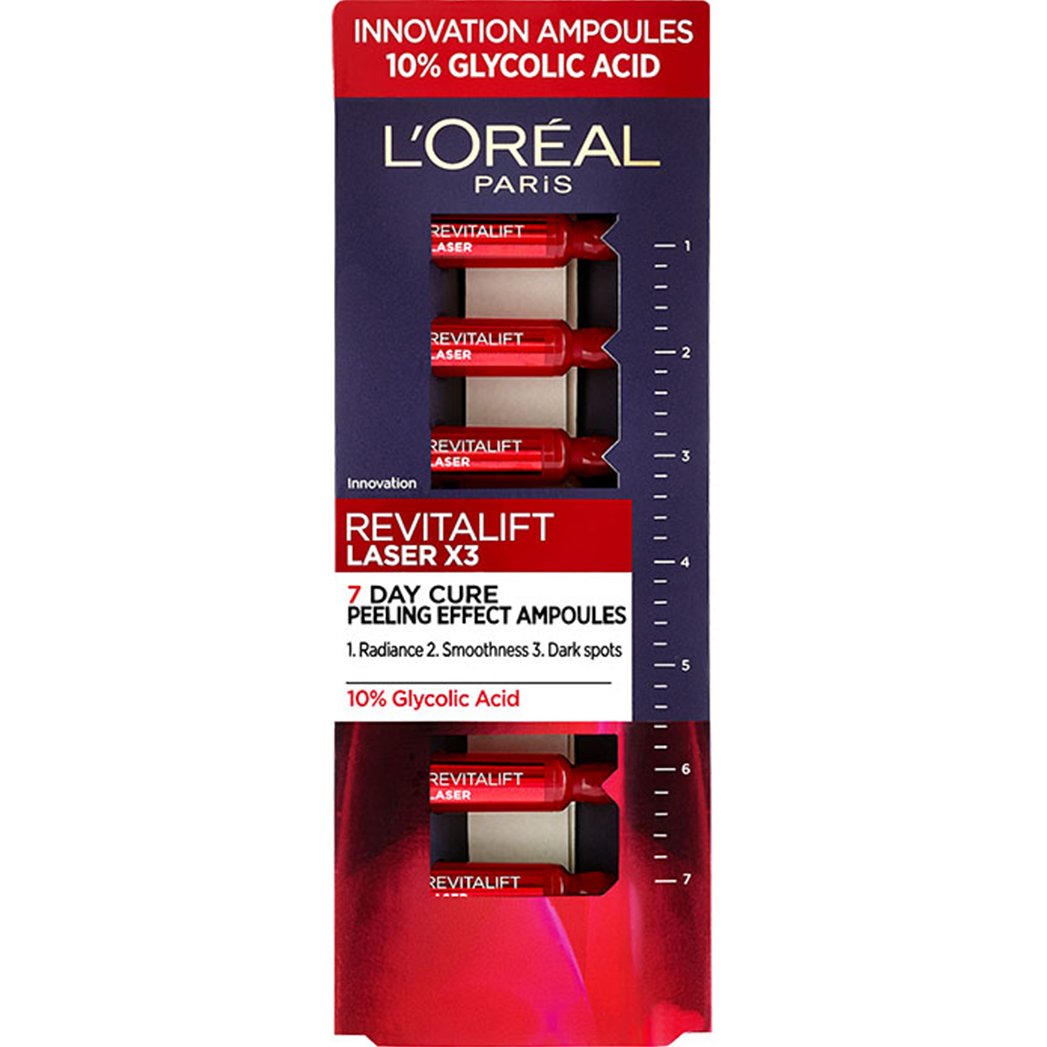 Loreal Paris L'oreal Paris Revitalift Laser Peeling Effect Ampoules Αμπούλες Προσώπου Νυκτός για Απολέπιση & Λάμψη της Επιδερμίδας 7x1ml