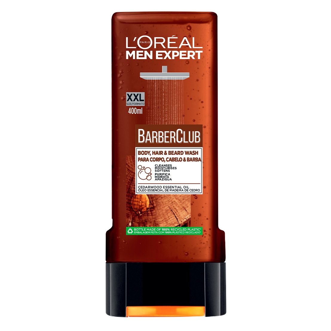 Loreal Paris L'oreal Paris Men Expert Barber Club Body, Hair Beard Wash Ανδρικό Σαμπουάν & Αφρόλουτρο Σώματος για Ενυδάτωση με Μοναδικό Ξυλώδες Άρωμα Κέδρου 400ml