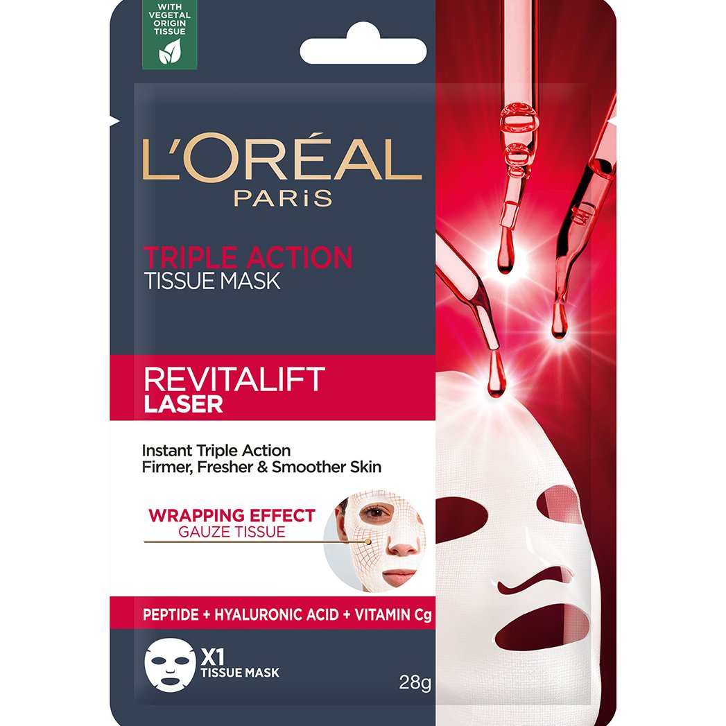 Loreal Paris L'oreal Paris Revitalift Laser Triple Action Tissue Mask Αντιγηραντική Υφασμάτινη Μάσκα Προσώπου, Τριπλής Δράσης 28g