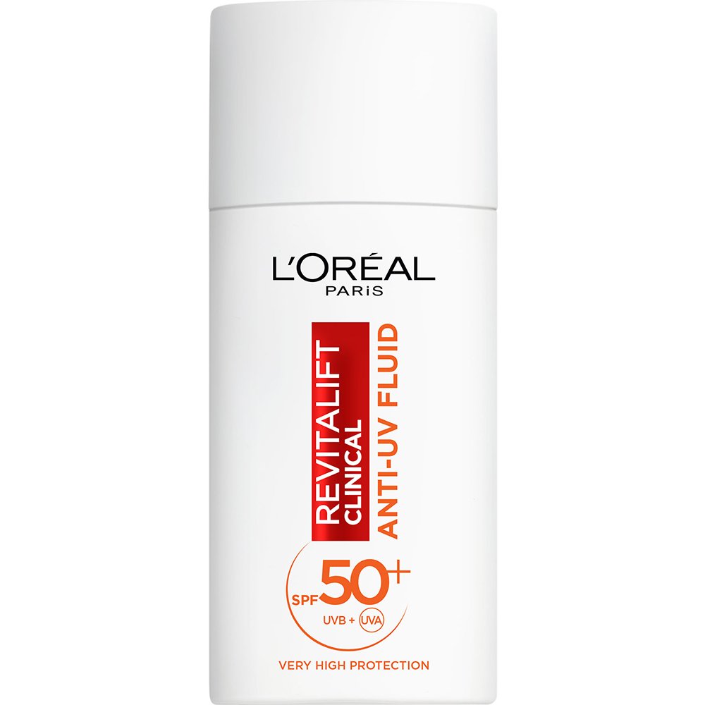 Loreal Paris L'oreal Paris Revitalift Clinical Spf50+ Vitamin C Anti-UV Fluid Λεπτόρρευστη Κρέμα Ημέρας Προσώπου, Πολύ Υψηλής Αντηλιακής Προστασίας με Αντιοξειδωτική Δράση 50ml