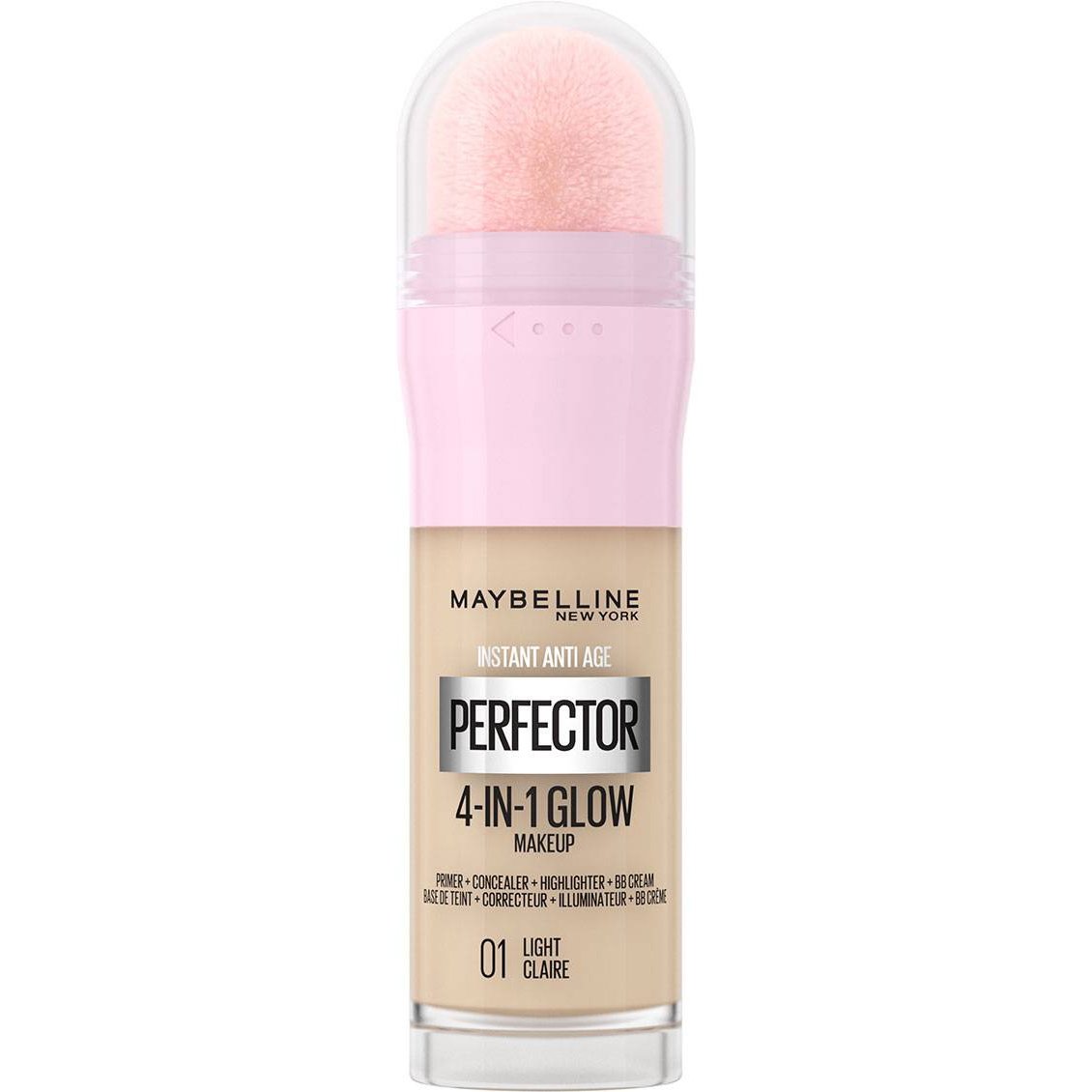 MAYBELLINE Maybelline Instant Anti-Age Perfector 4-in-1 Glow Makeup Πολυχρηστικό Makeup για Λαμπερή Επιδερμίδα με Σφουγγαράκι 20ml - 01 Light