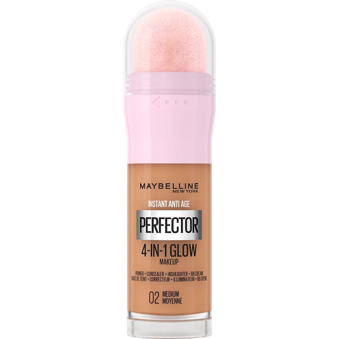 MAYBELLINE Maybelline Instant Anti-Age Perfector 4-in-1 Glow Makeup Πολυχρηστικό Makeup για Λαμπερή Επιδερμίδα με Σφουγγαράκι 20ml - 02 Medium