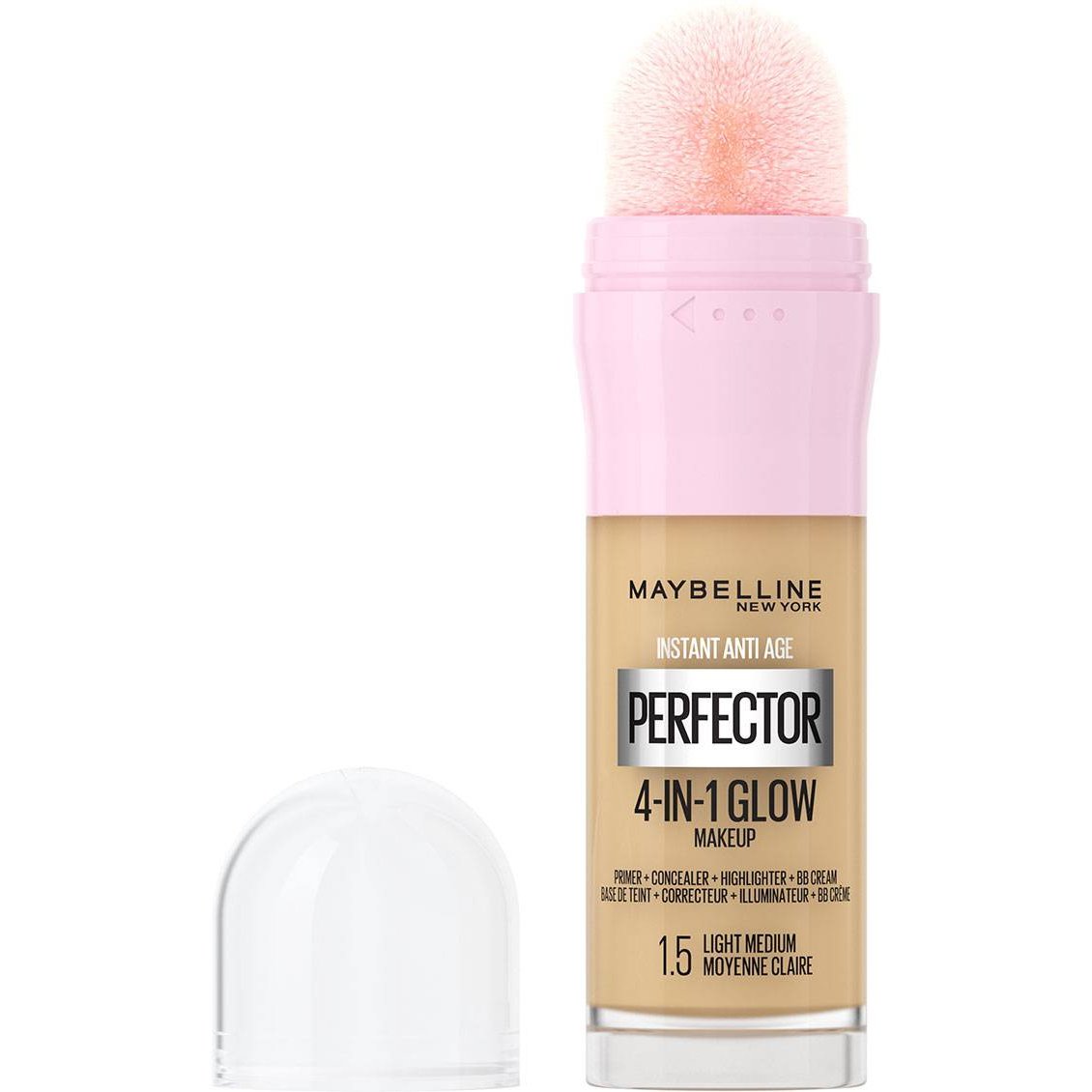 MAYBELLINE Maybelline Instant Anti-Age Perfector 4-in-1 Glow Makeup Πολυχρηστικό Makeup για Λαμπερή Επιδερμίδα με Σφουγγαράκι 20ml - 1.5 Light Medium