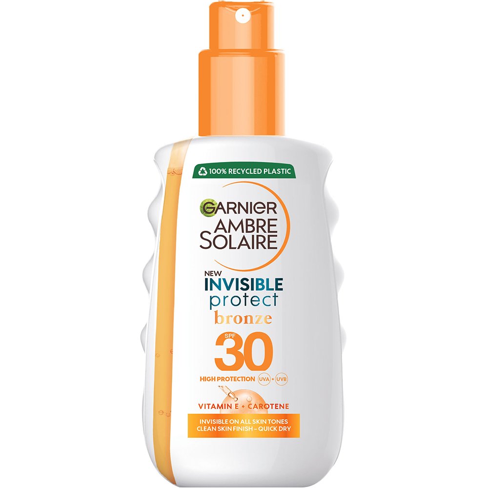 Garnier Garnier Ambre Solaire Invisible Protect Bronze Face & Body Spray Spf30 Διαφανές Αντηλιακό Προσώπου - Σώματος Υψηλής Προστασίας για Ενίσχυση του Μαυρίσματος 200ml