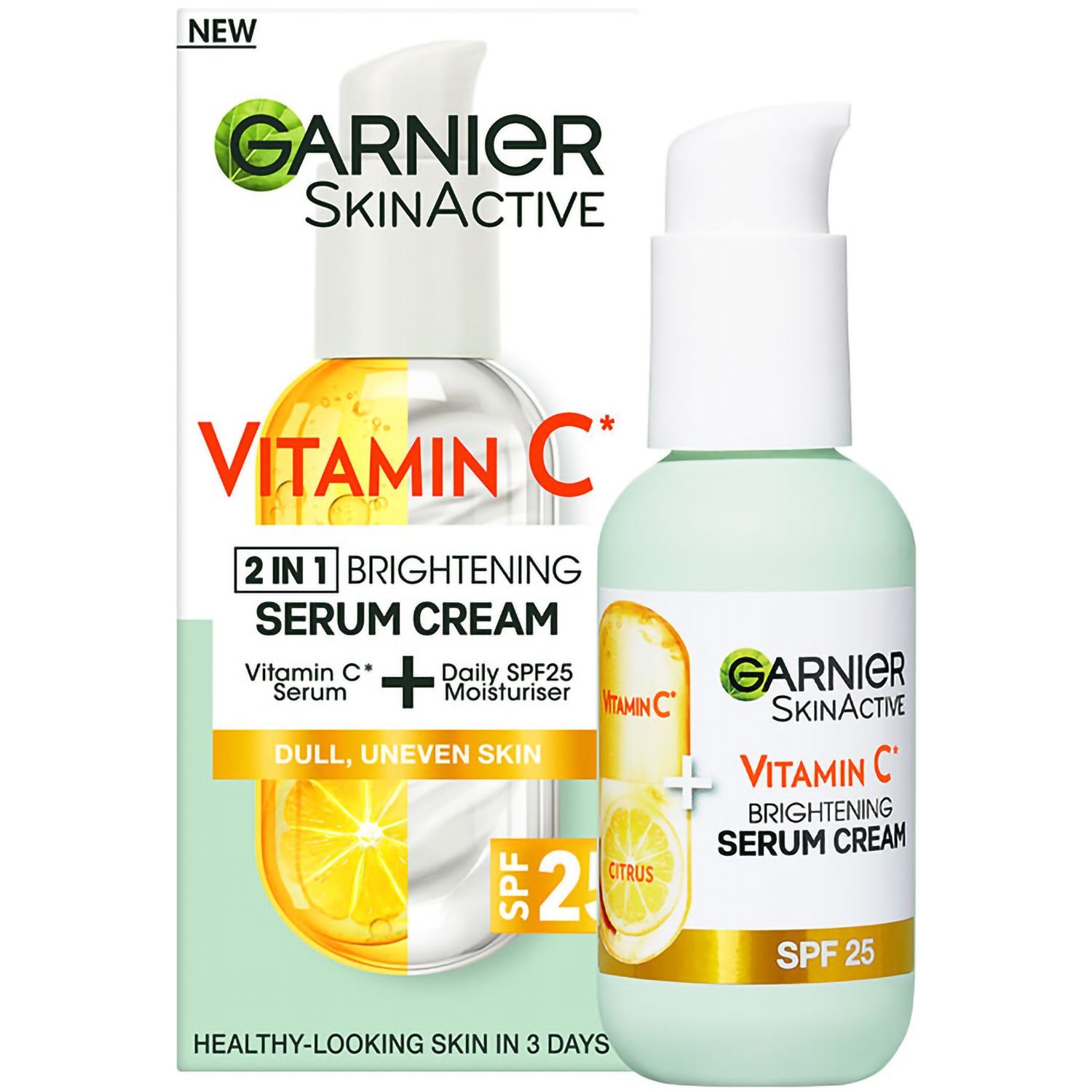 Garnier Skin Active Vitamin C 2 in 1 Brightening Serum Cream Spf25 Προϊόν Περιποίησης Προσώπου 2 σε 1 με Βιταμίνη C για Λάμψη & Ομοιόμορφη Όψη 50ml φωτογραφία